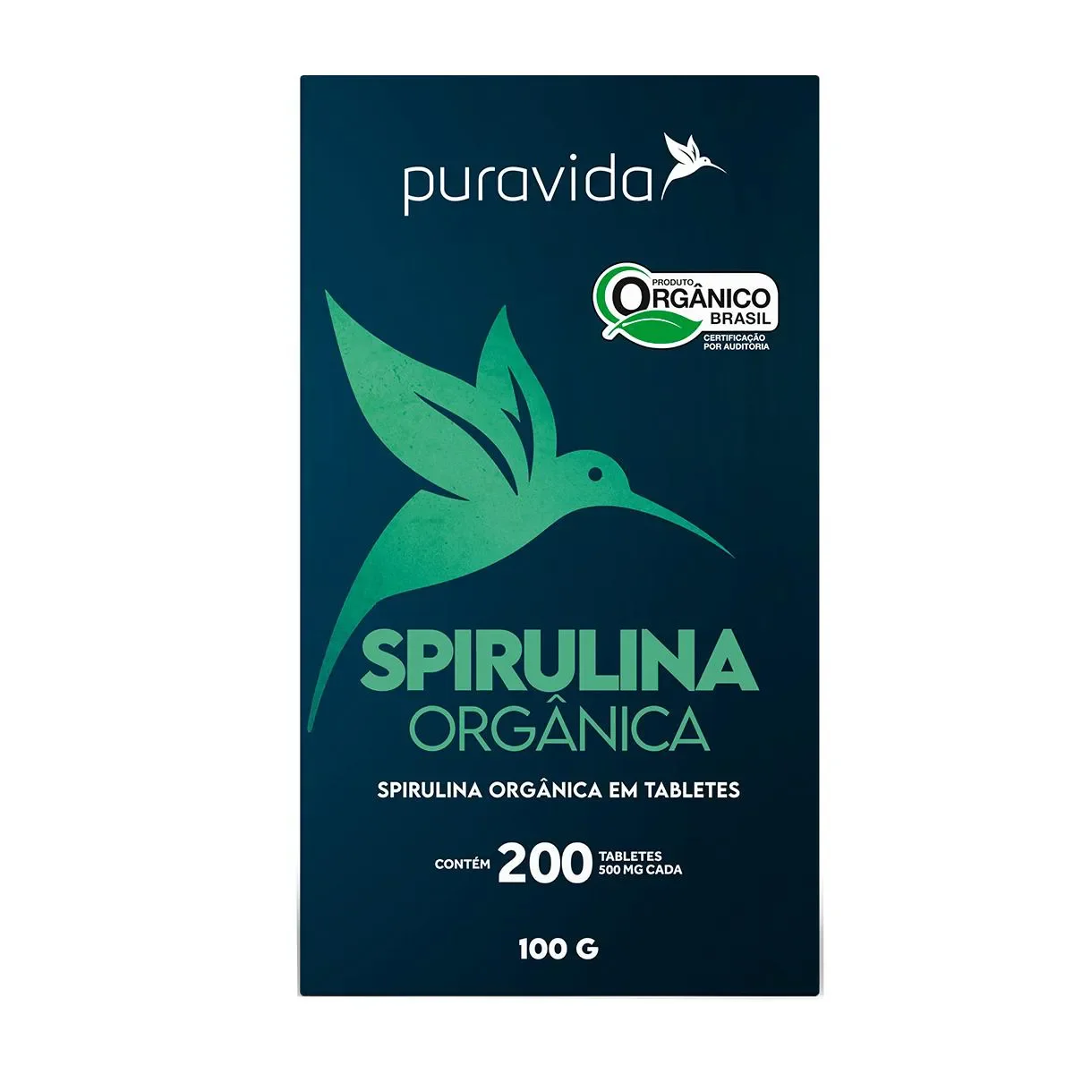 Puravida Spirulina Premium 500mg 200 tabletes - imagem 1