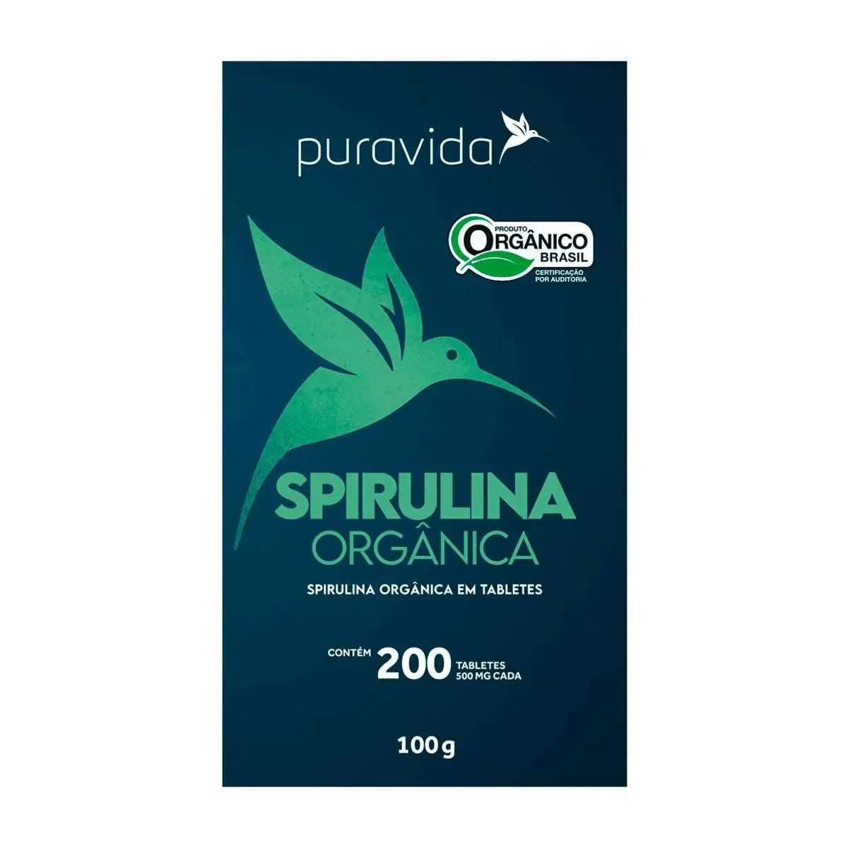 Puravida Spirulina Premium 500mg com 200 tabletes - imagem 1
