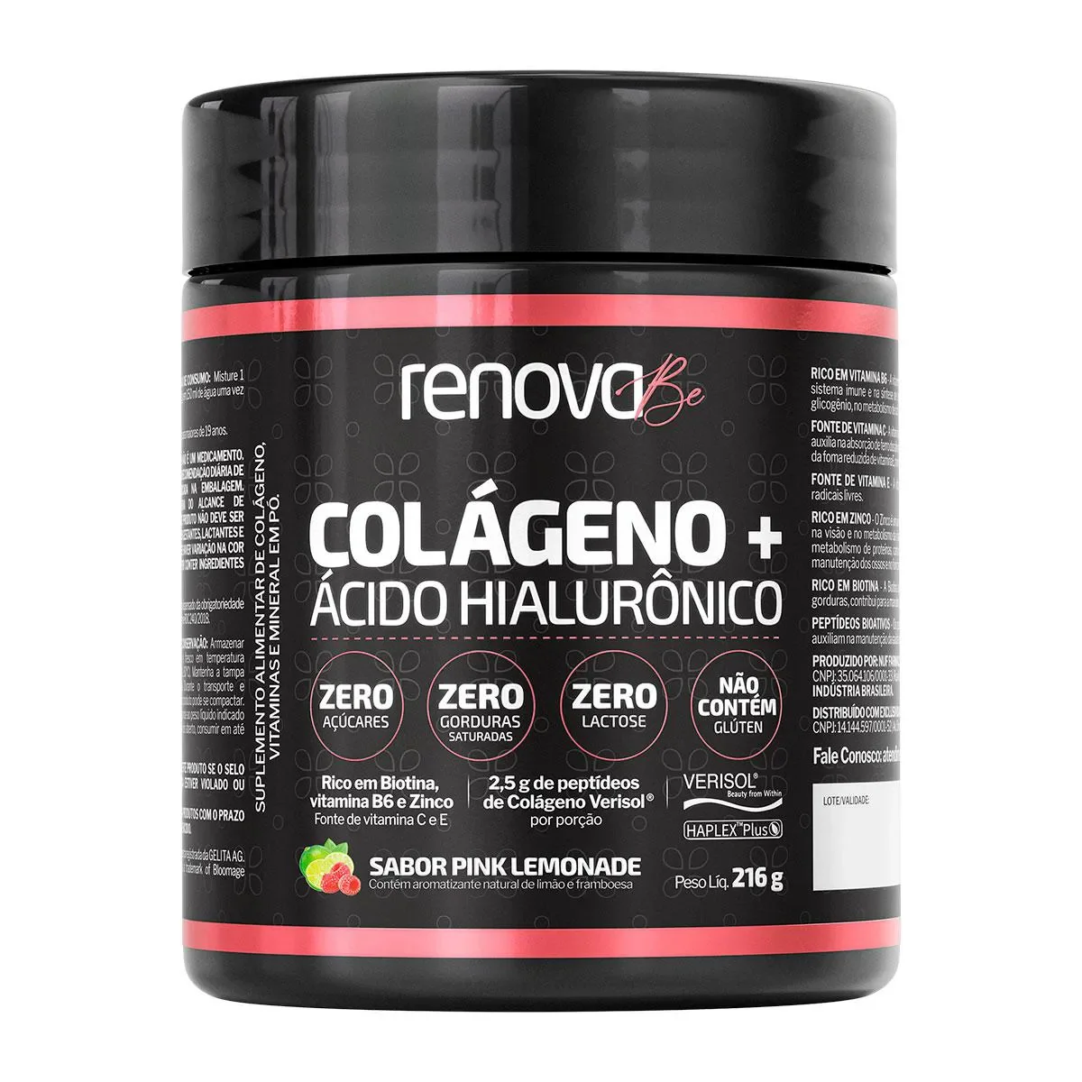 Colágeno + Ácido Hialurônico Renova Be Pink Lemonade 216g - imagem 1