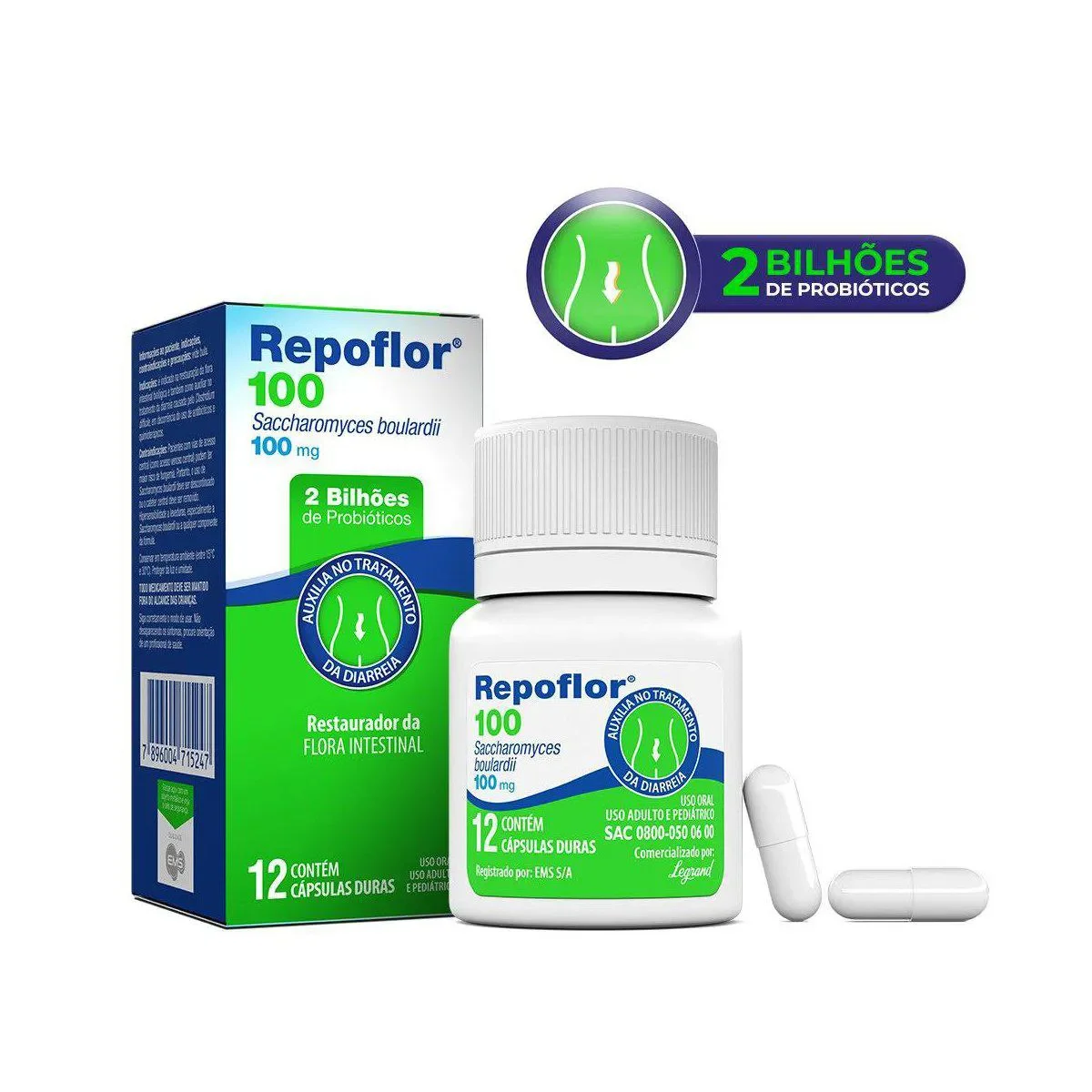 Probiótico Repoflor 12 cápsulas - imagem 1
