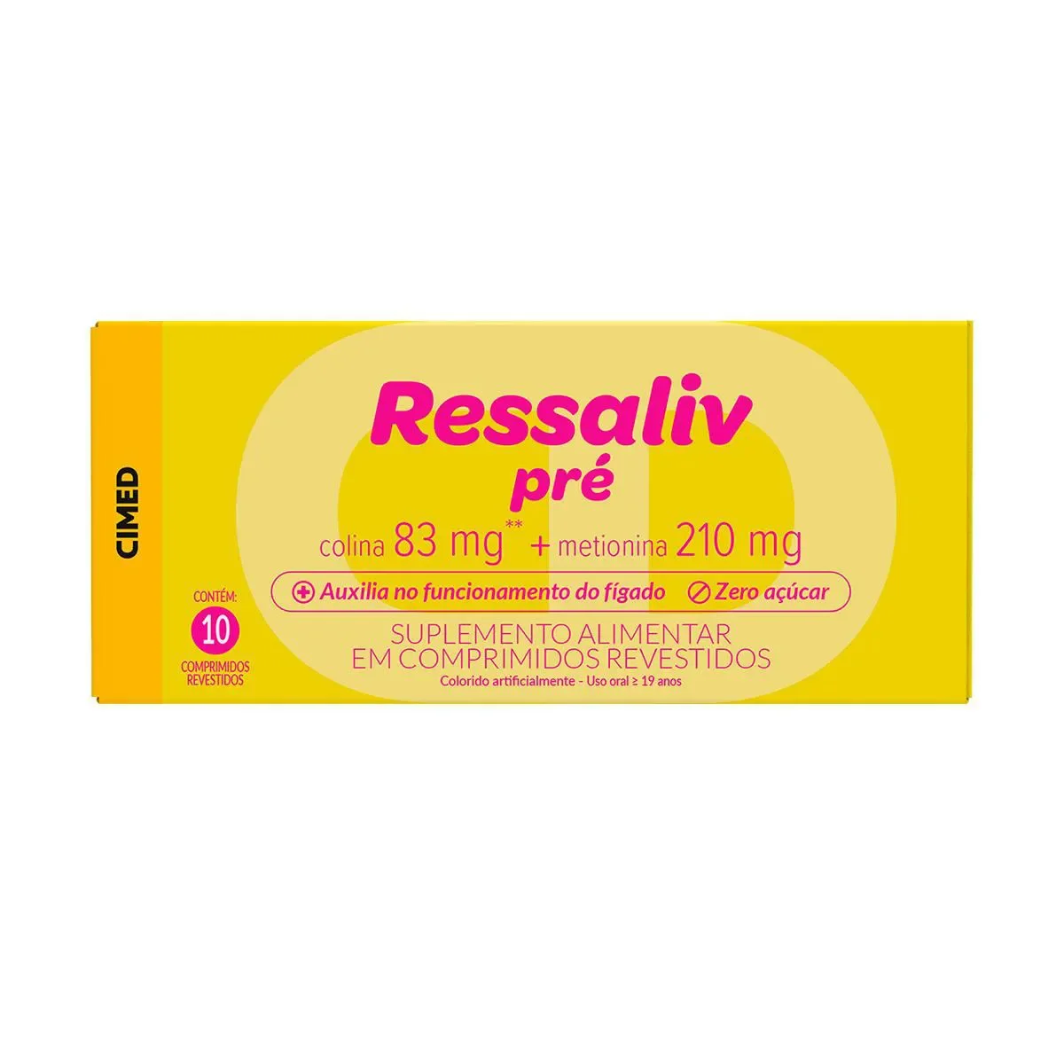 Ressaliv Pré Colina 83mg + Metionina 210mg - 10 comprimidos - imagem 1