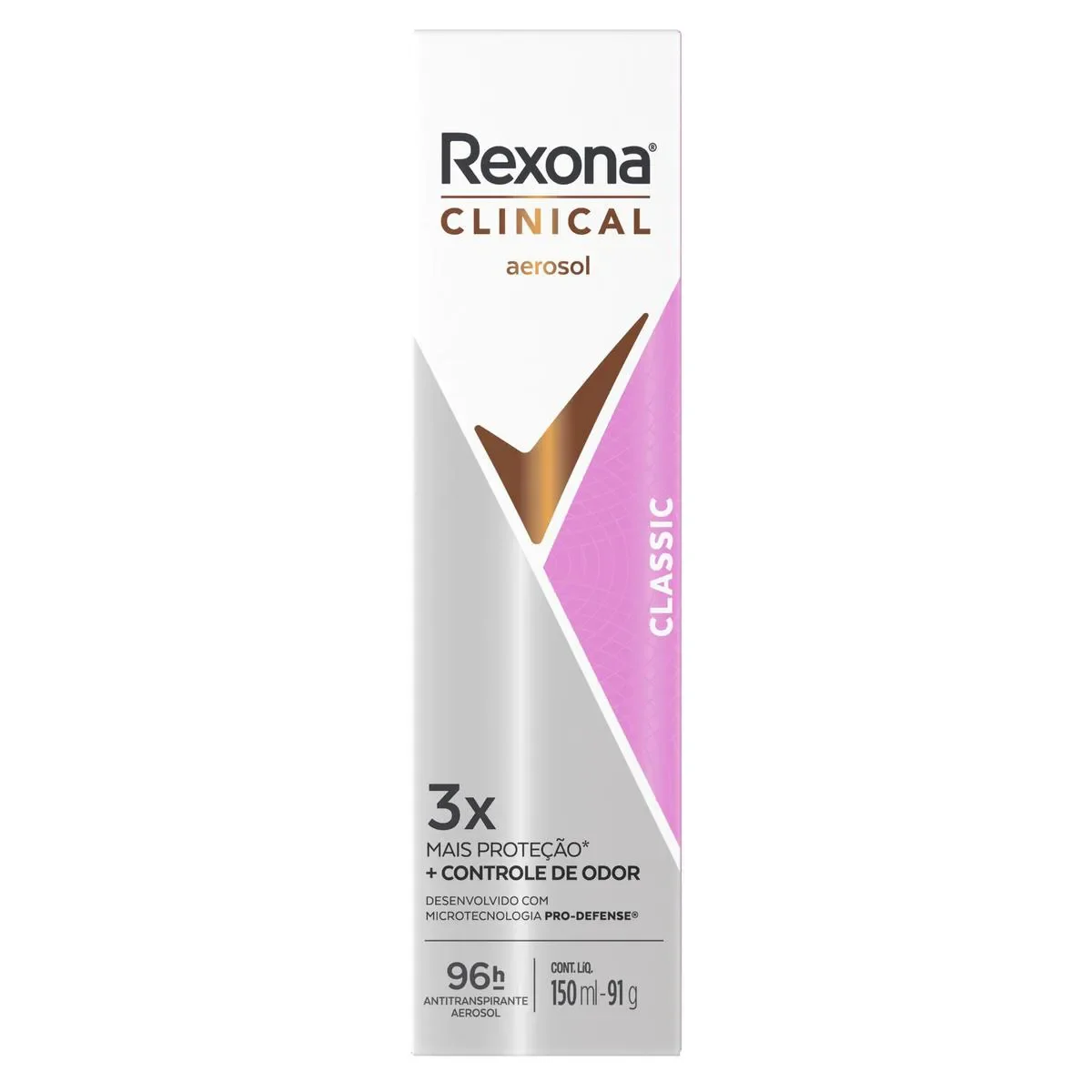 Desodorante Antitranspirante Aerosol Rexona Clinical Classic Feminino 96h 150ml - imagem 1