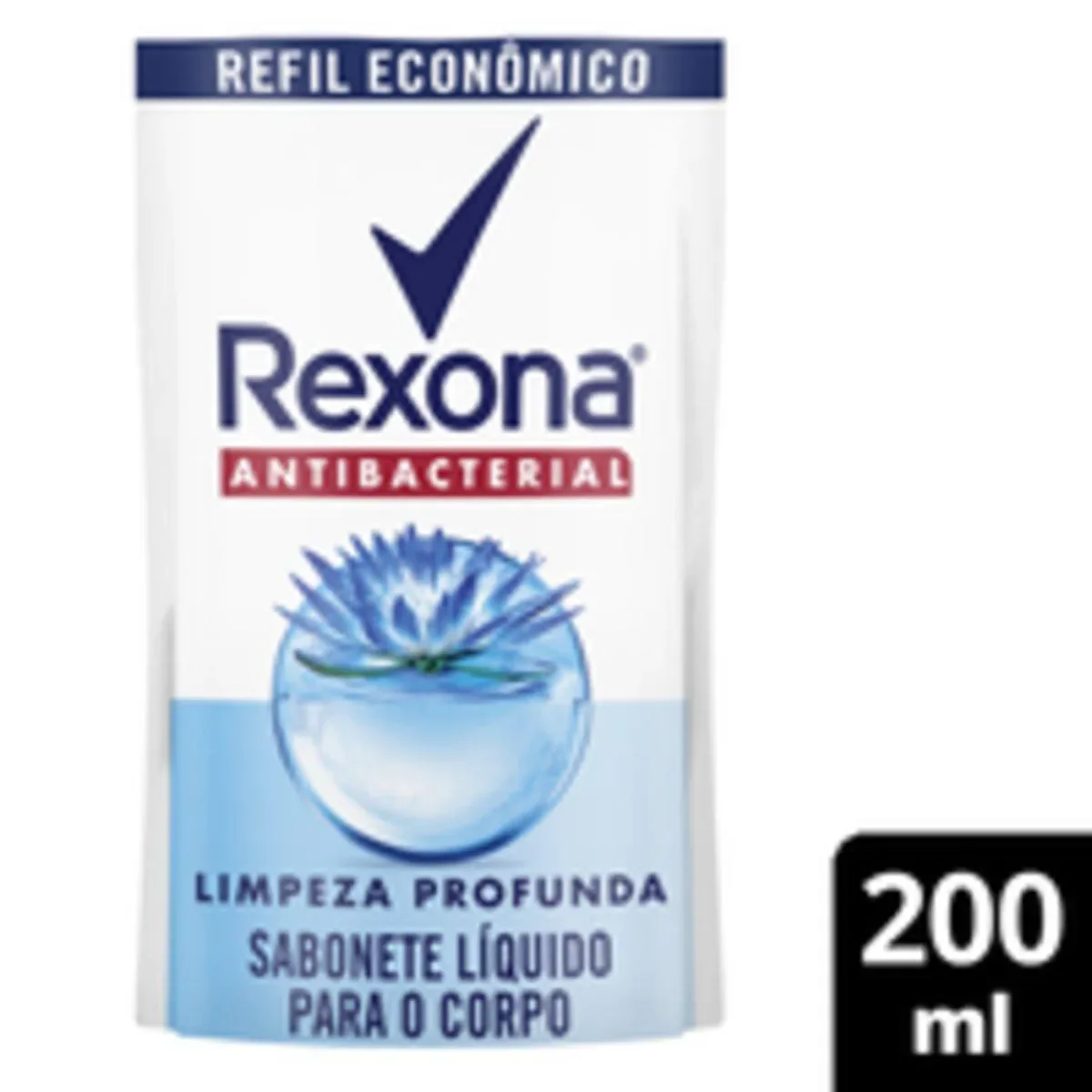 Refil Sabonete Líquido Rexona Antibacterial Limpeza Profunda Sachê 200ml - imagem 1