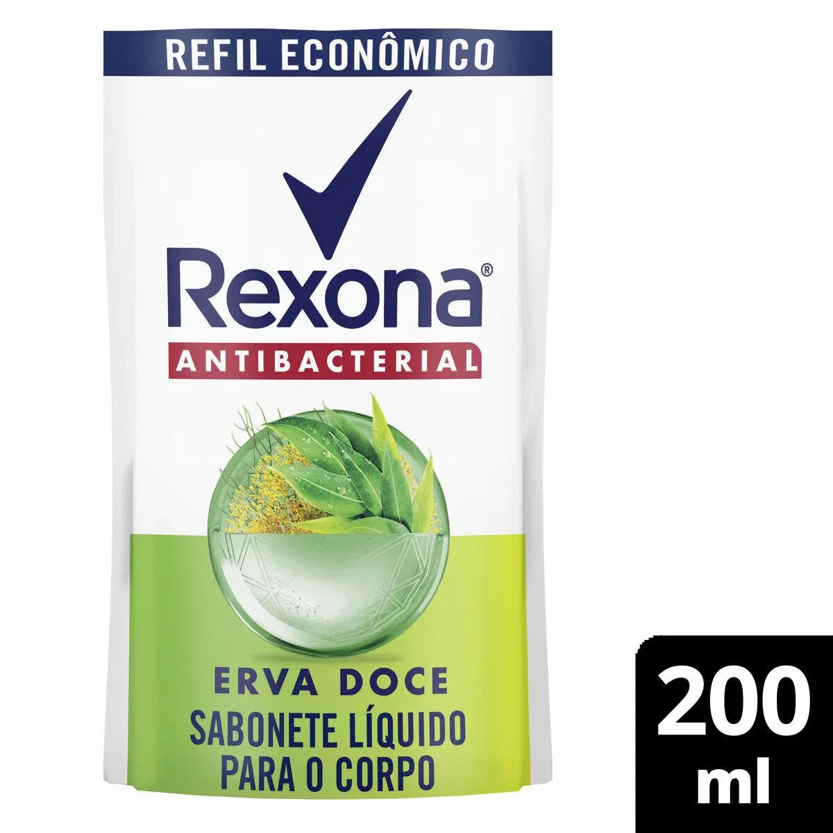 Refil Sabonete Líquido Rexona Antibacterial Erva-Doce Sachê 200ml - imagem 1