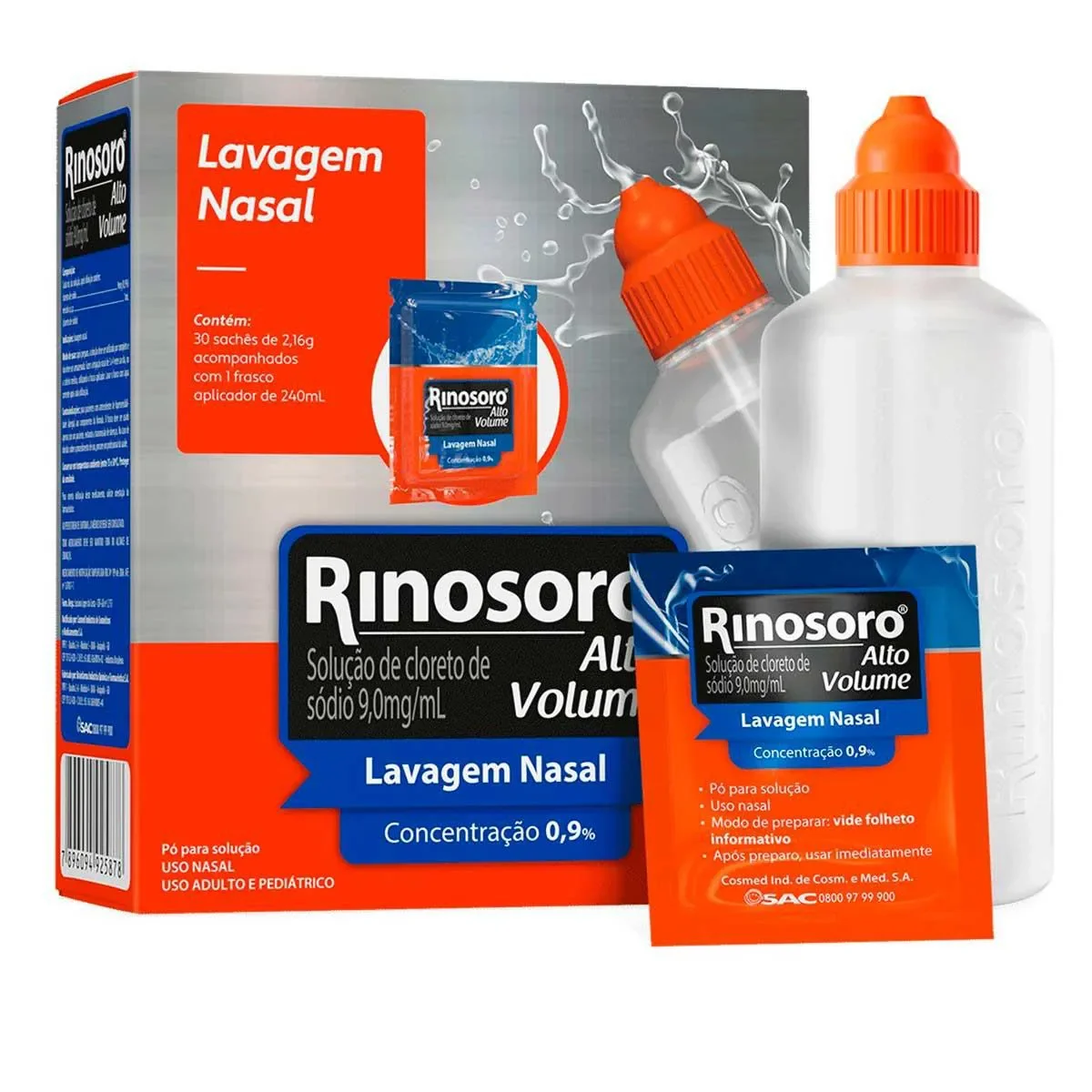 Rinosoro Alto Volume 9,0mg/ml Descongestionante Spray 30 Sachês + Frasco Aplicador - imagem 1