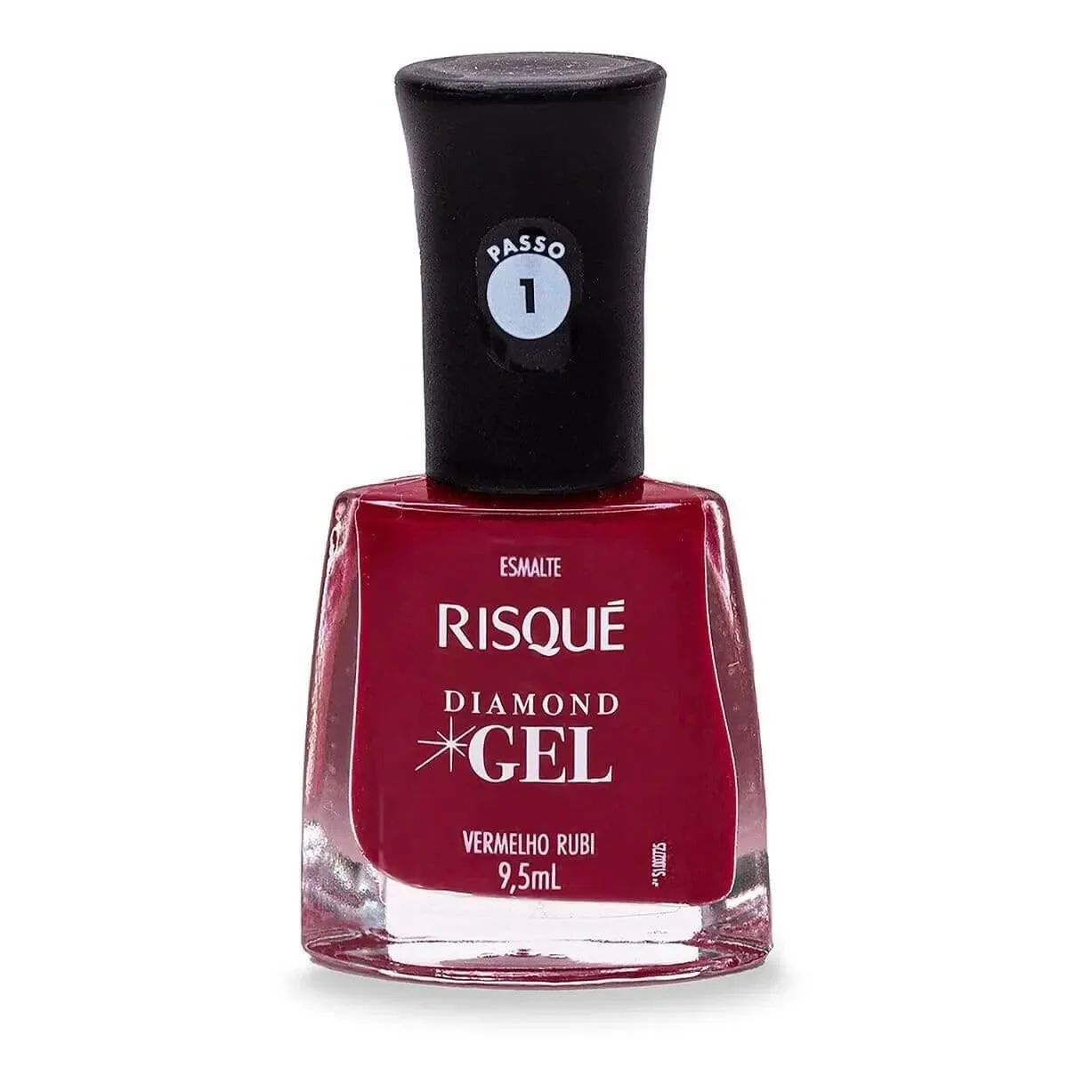 Esmalte Risqué Diamond Gel Vermelho Rubi Hipoalergênico com 9,5ml - imagem 1