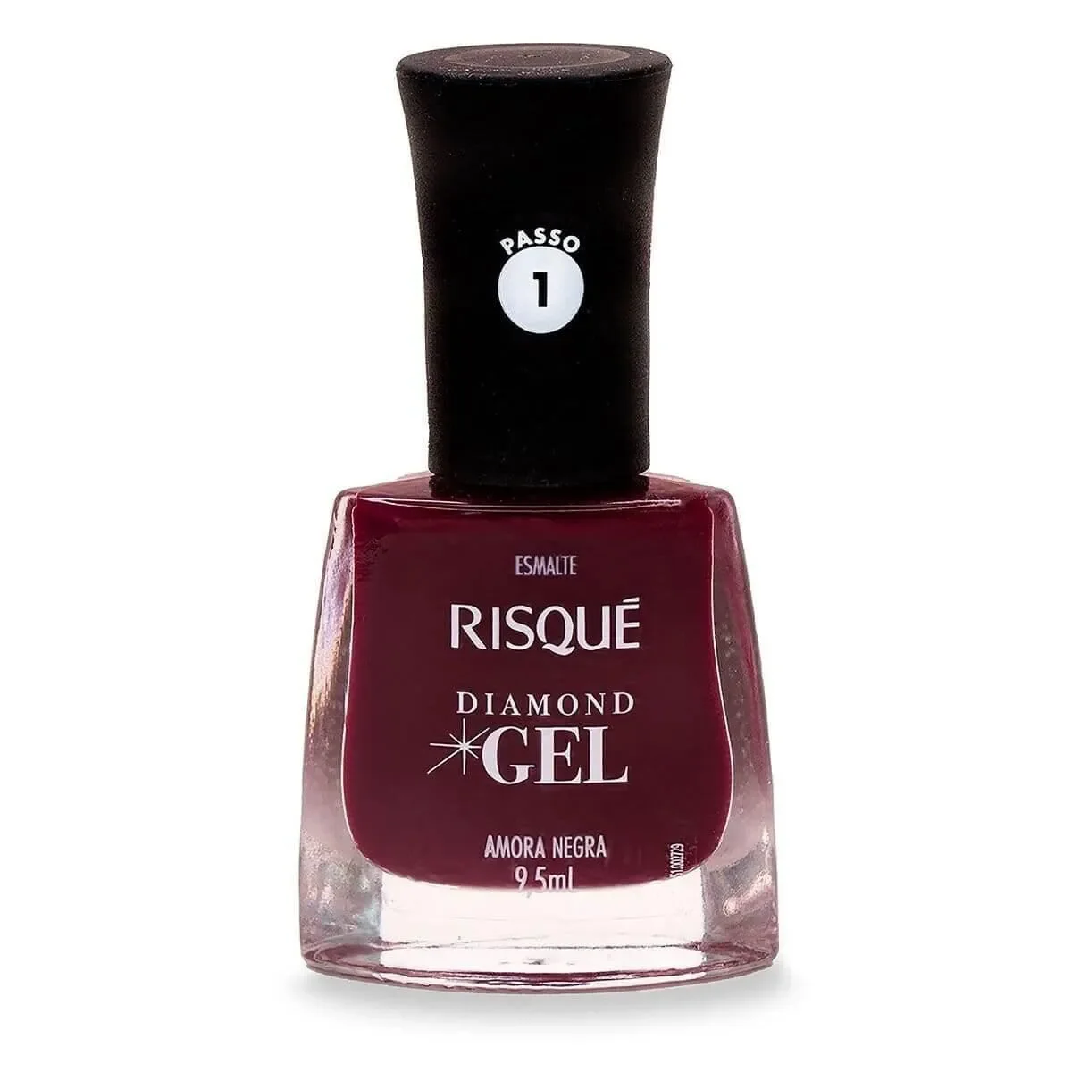 Esmalte Risqué Diamond Gel Amora Negra Hipoalergênico com 9,5ml - imagem 1