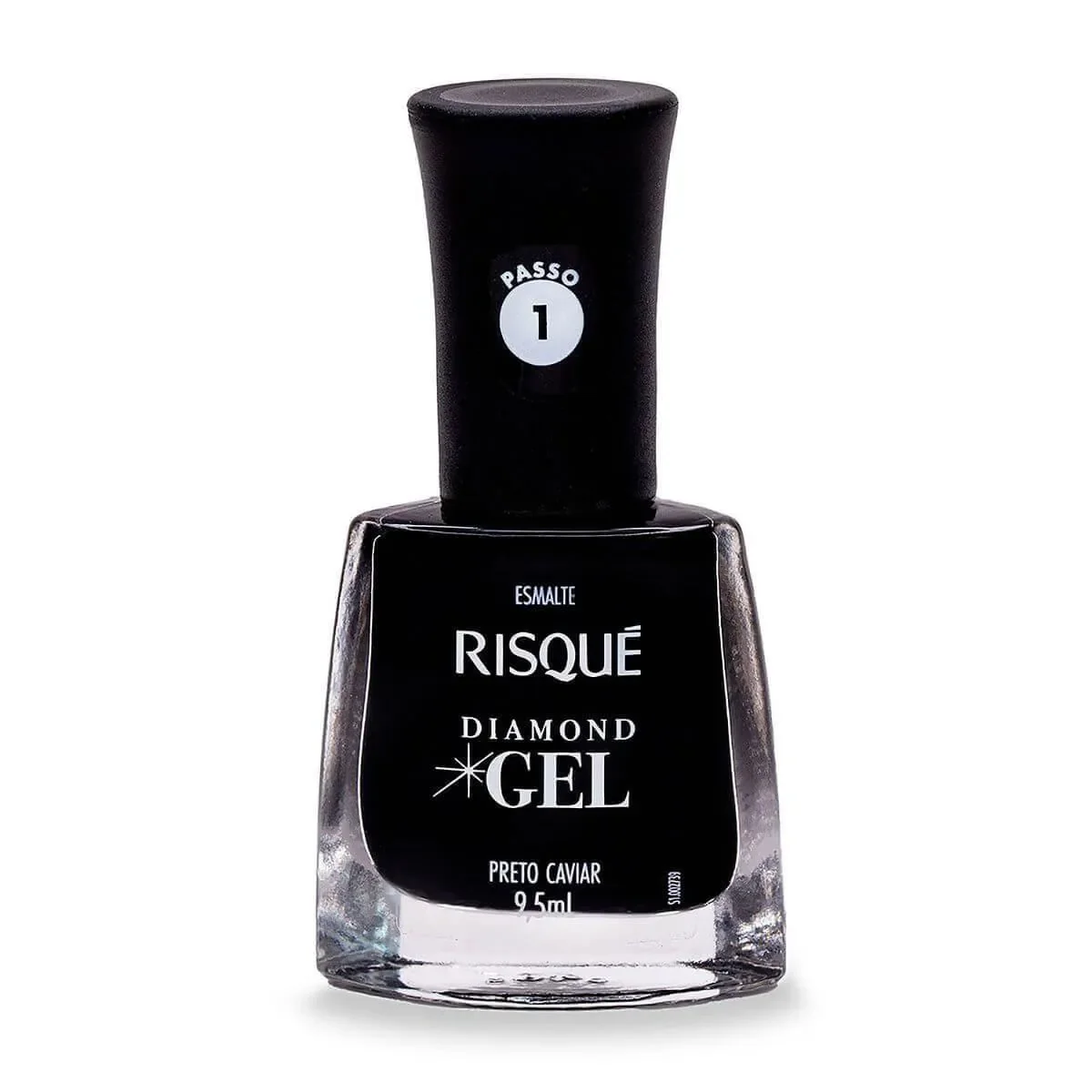 Esmalte Risqué Diamond Gel Preto Caviar Hipoalergênico com 9,5ml - imagem 1