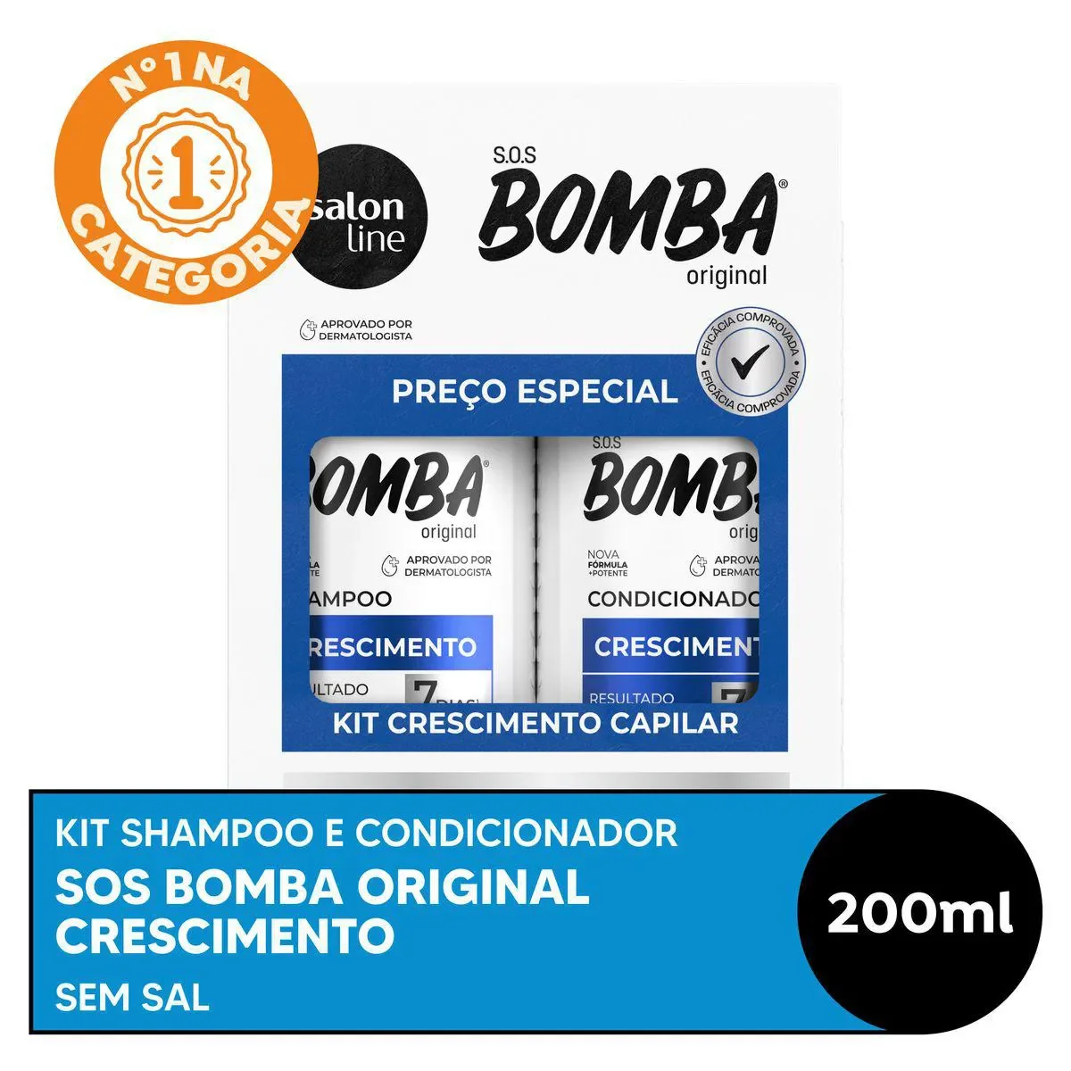 Kit Salon Line S.O.S Bomba Original Shampoo 200ml + Condicionador 200ml - imagem 1