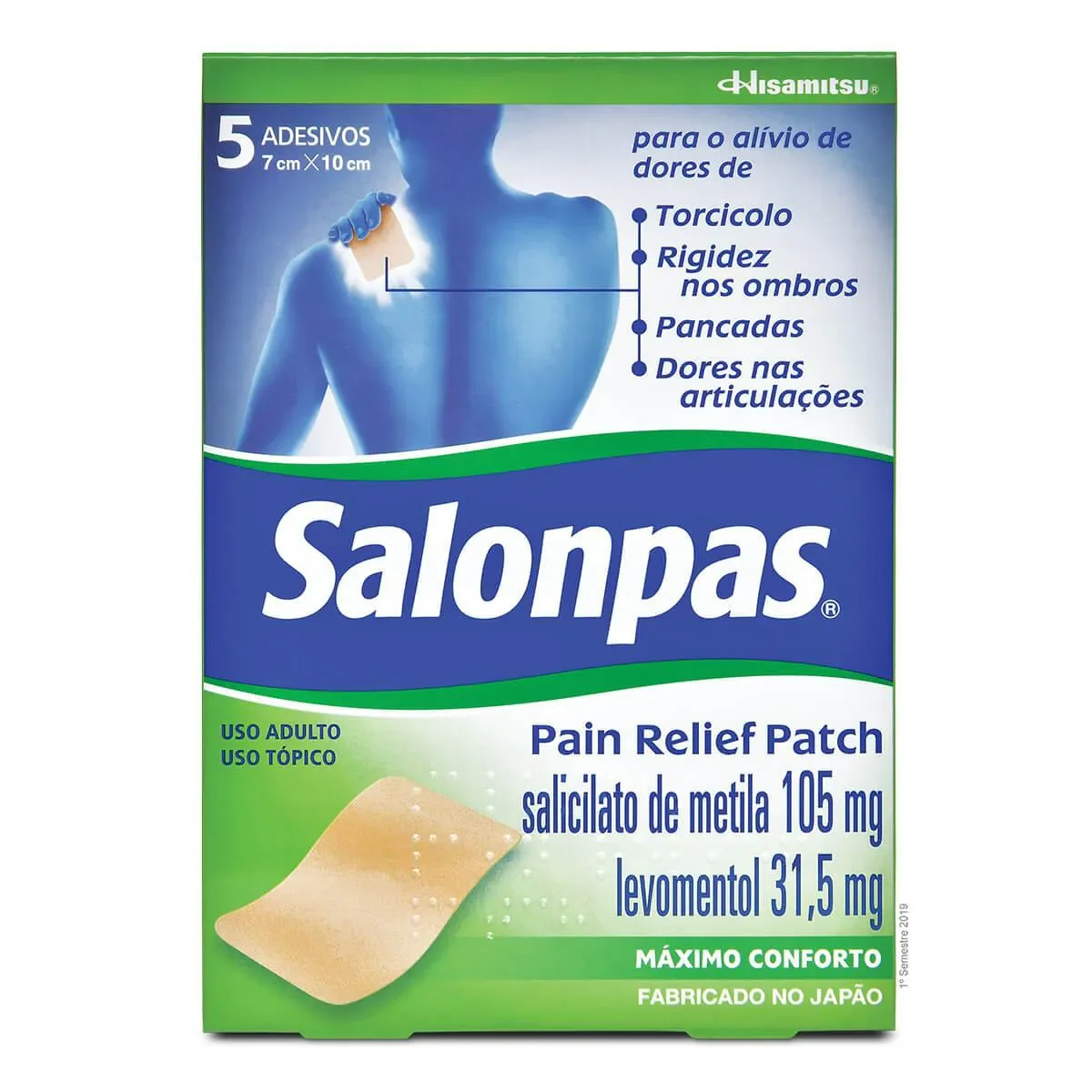 Salonpas Pain Relief Patch com 5 adesivos - imagem 1