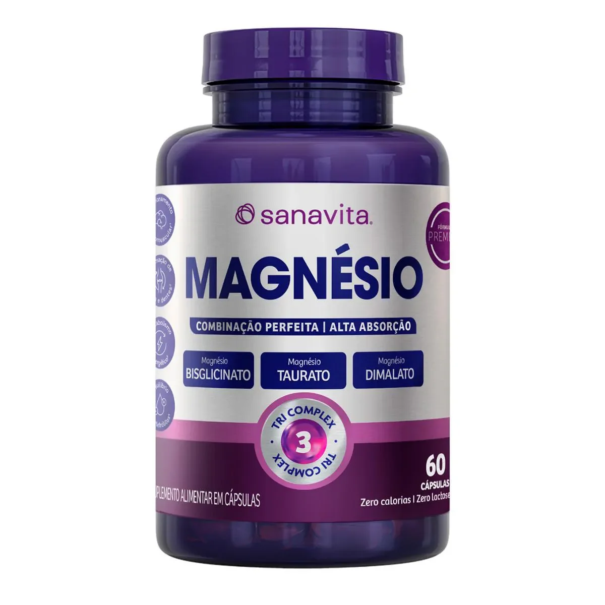 Magnésio Sanavita Tri Complex frasco 60 cápsulas - imagem 1