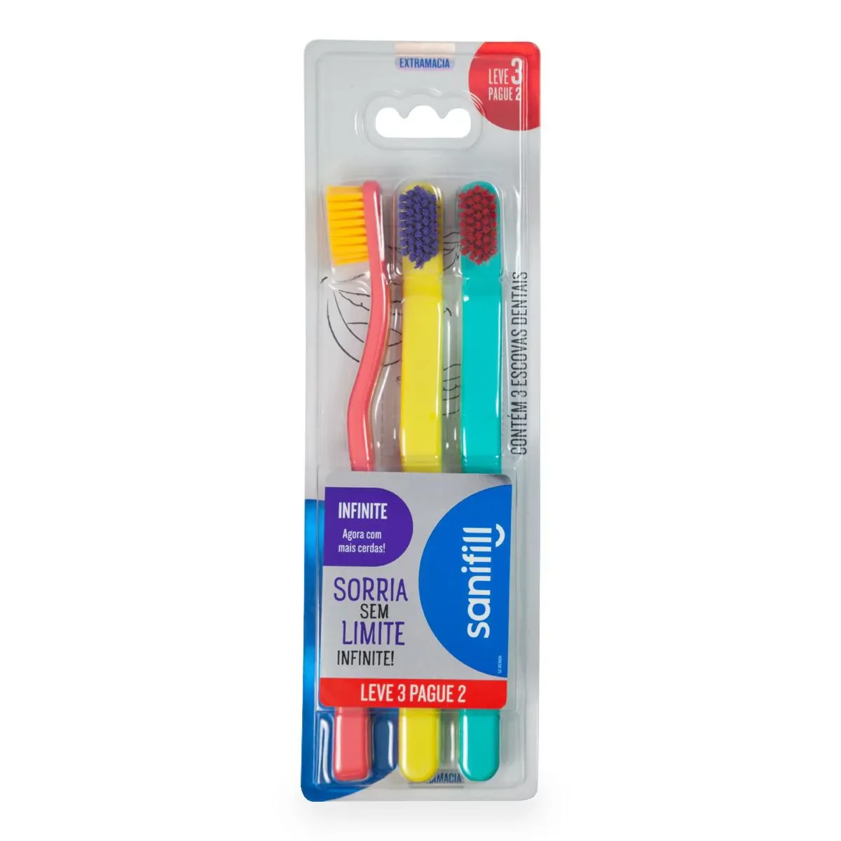 Escova de Dente Sanifill Infinite Extramacia Leve 3 Pague 2 Unidades - imagem 1