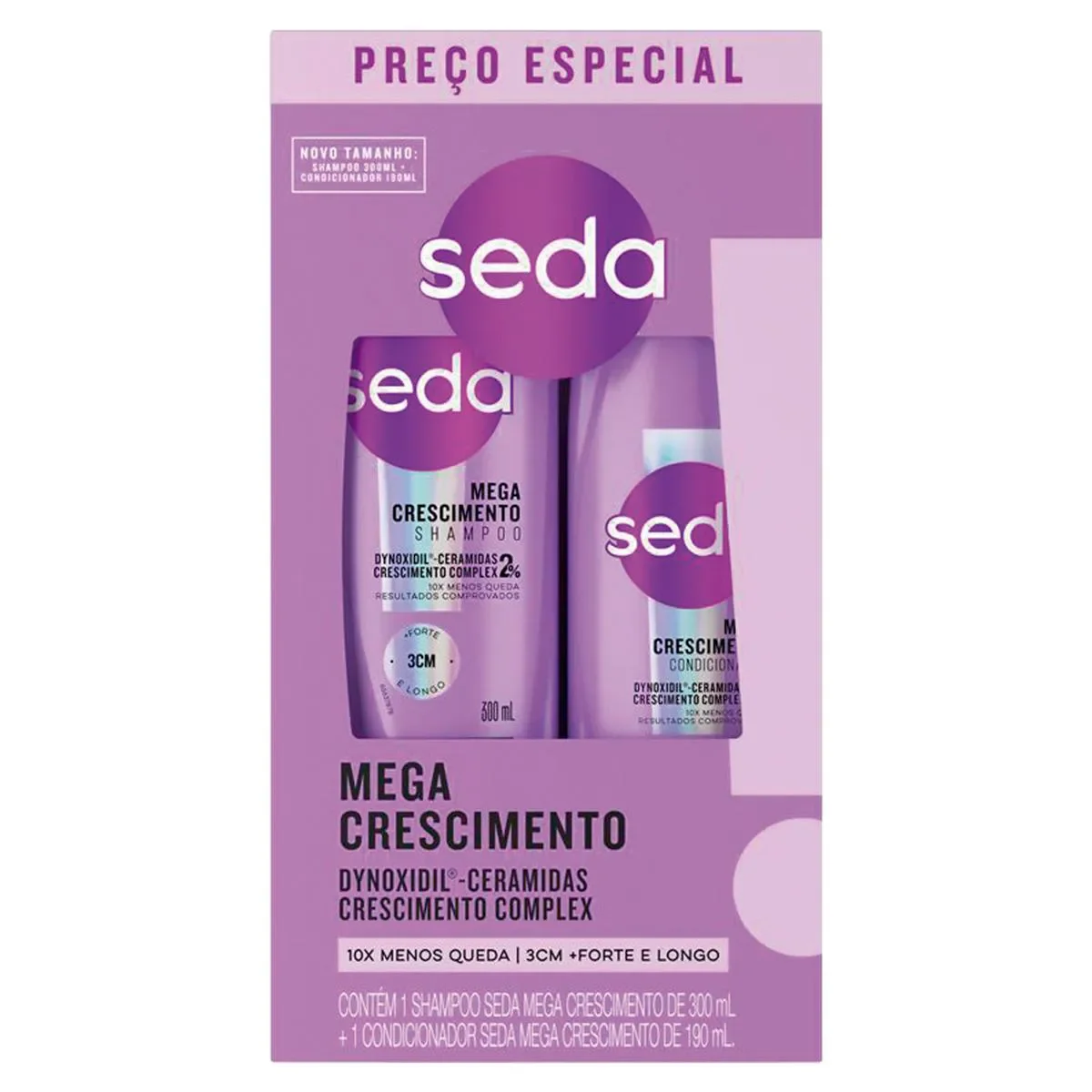 Kit Seda Mega Crescimento Shampoo 300ml + Condicionador 150ml - imagem 1