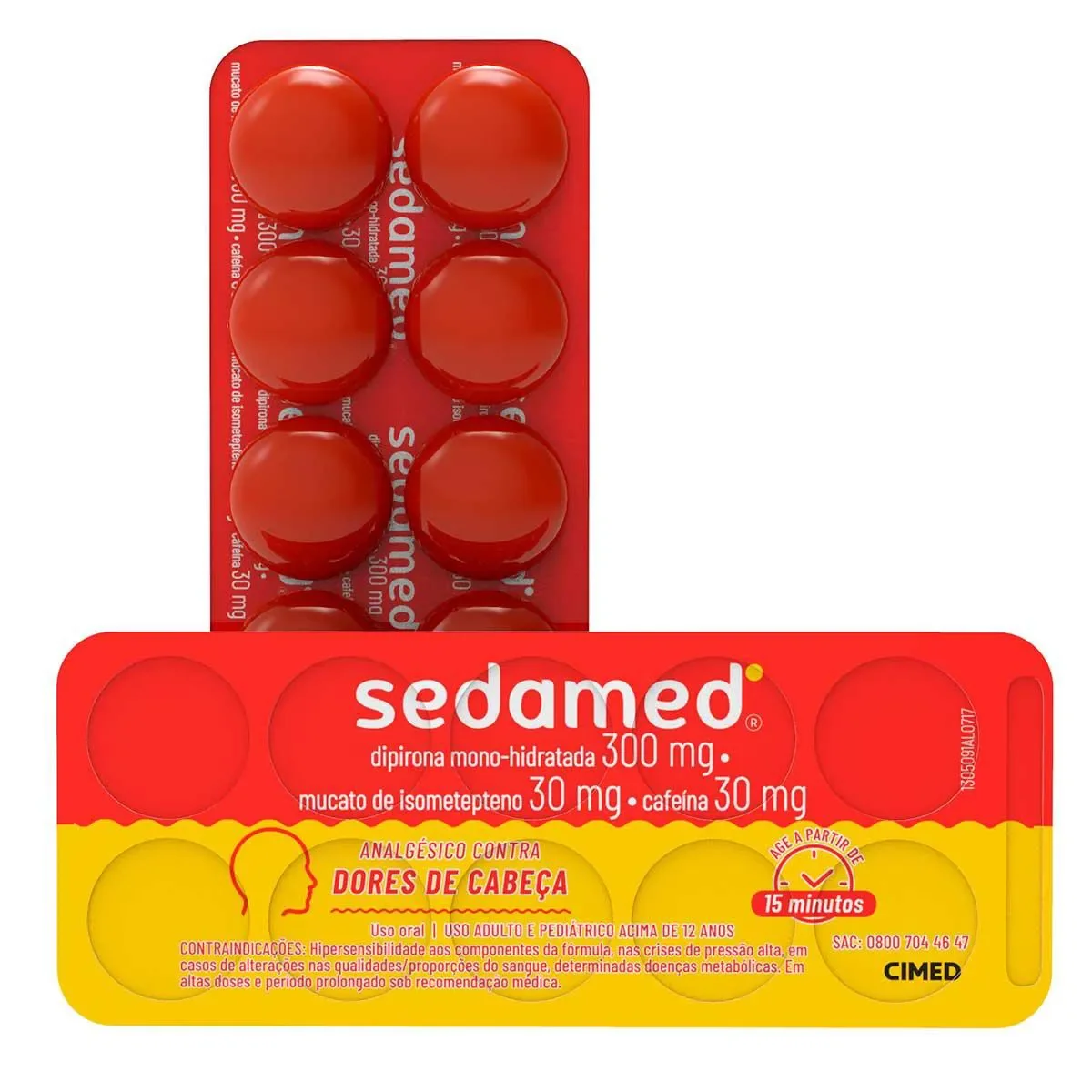 Sedamed Dipirona 300mg + Mucato de Isometepteno 30mg + Cafeína 30mg - 10 comprimidos - imagem 1