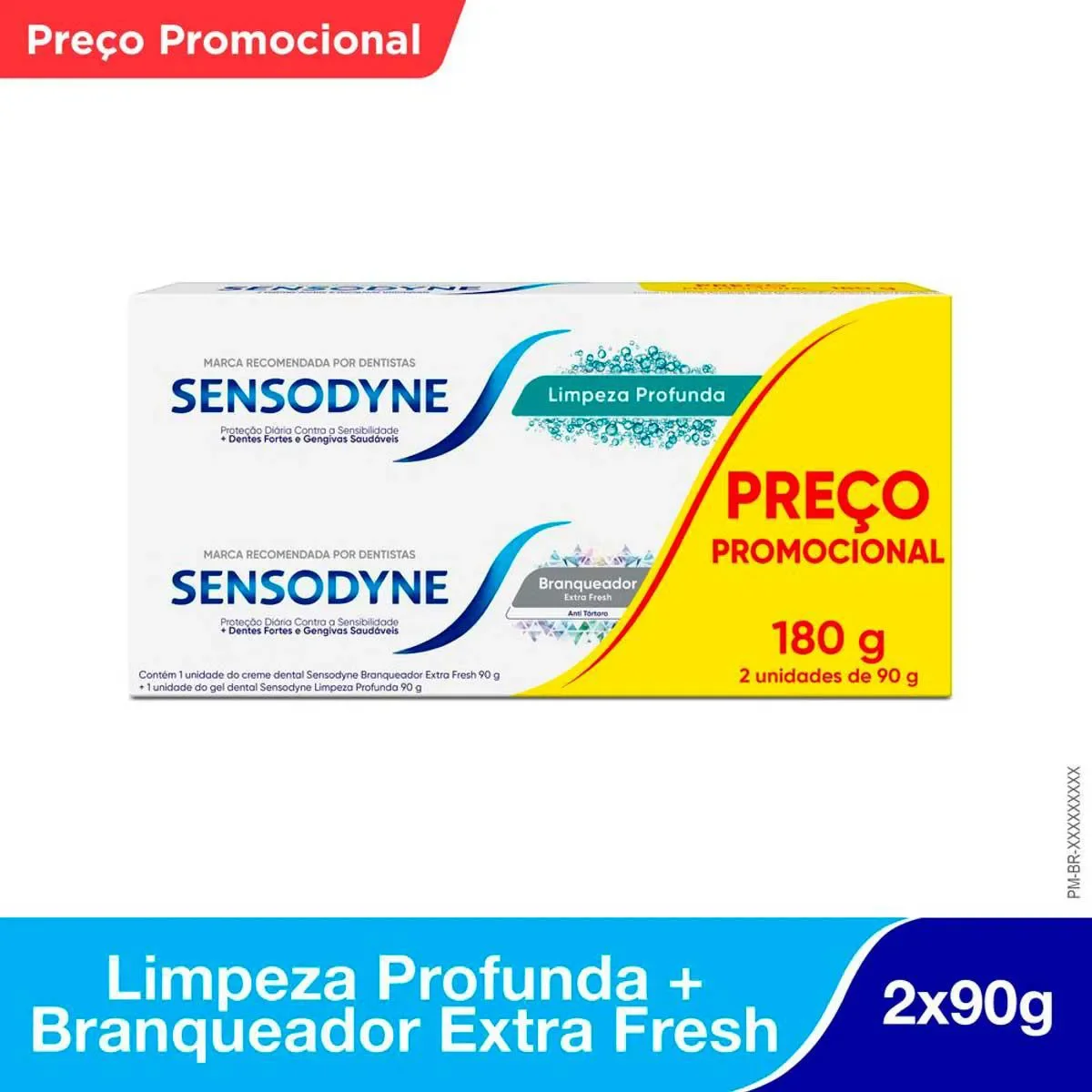 Creme Dental Sensodyne Branqueador Extra Fresh Antitártaro 90g + Limpeza Profunda 90g - imagem 1