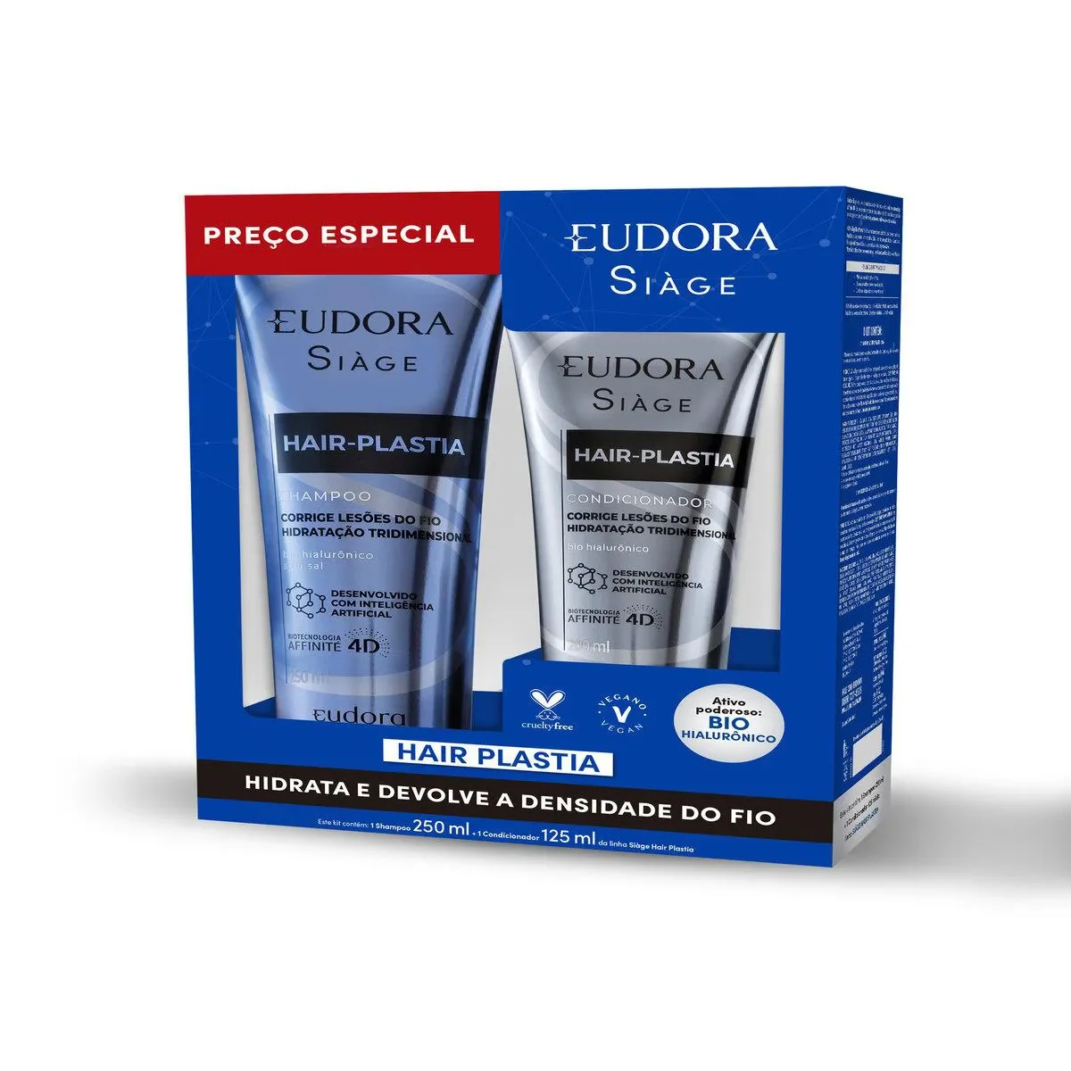 Kit Siàge Eudora Hair Plastia Shampoo 250ml + Condicionador 125ml - imagem 1