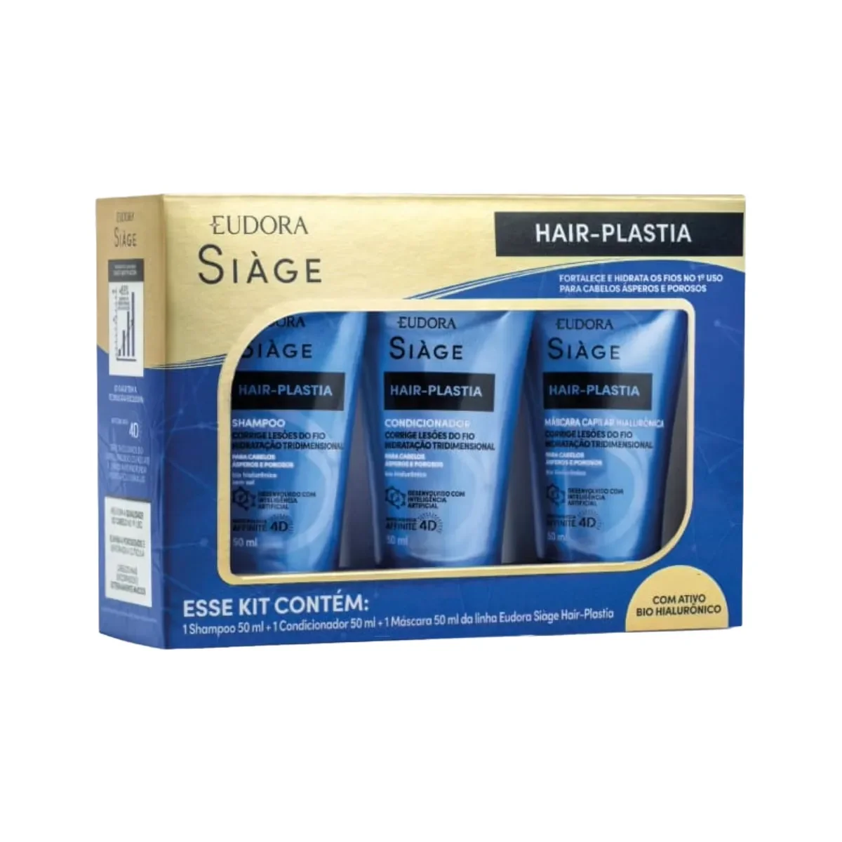 Kit Siage Hair Plastia Mini Shampoo 50ml + Condicionador 50ml + Máscara Hialurônica 50ml - imagem 1