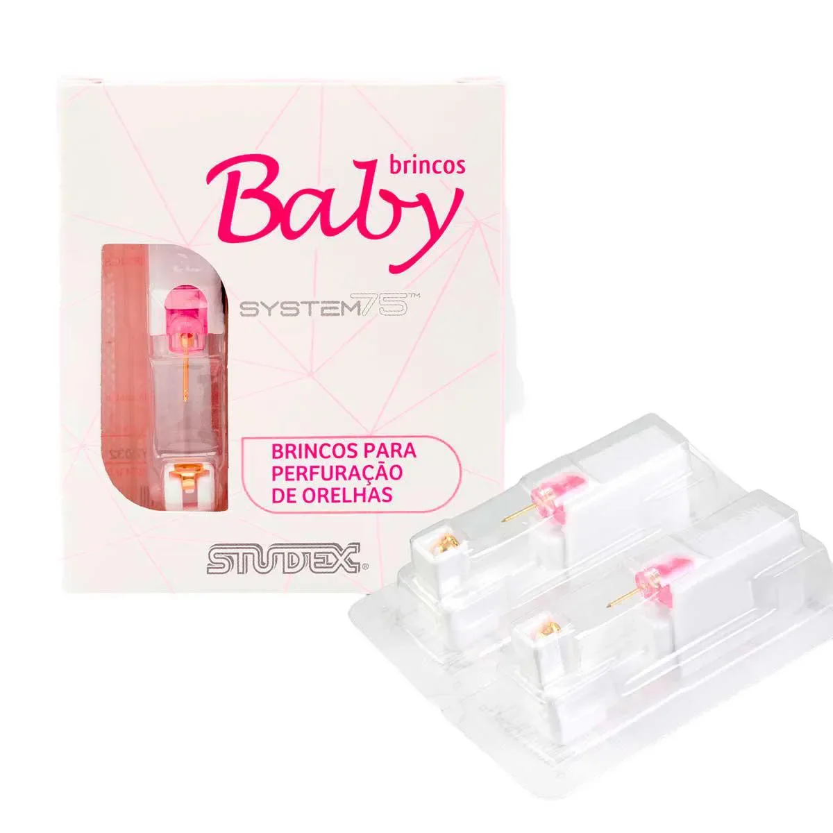 Brinco Infantil Antialérgico Studex Baby Daisy Cristal Rosé com 1 par - imagem 1