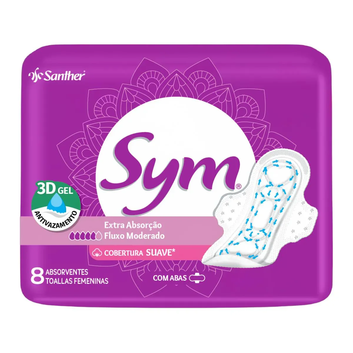 Absorvente Sym Premium Cobertura Suave Com Abas 8 Unidades - imagem 1