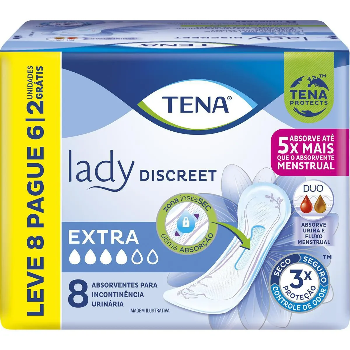 Absorvente Tena Lady Discreet Extra 8 unidades - imagem 1