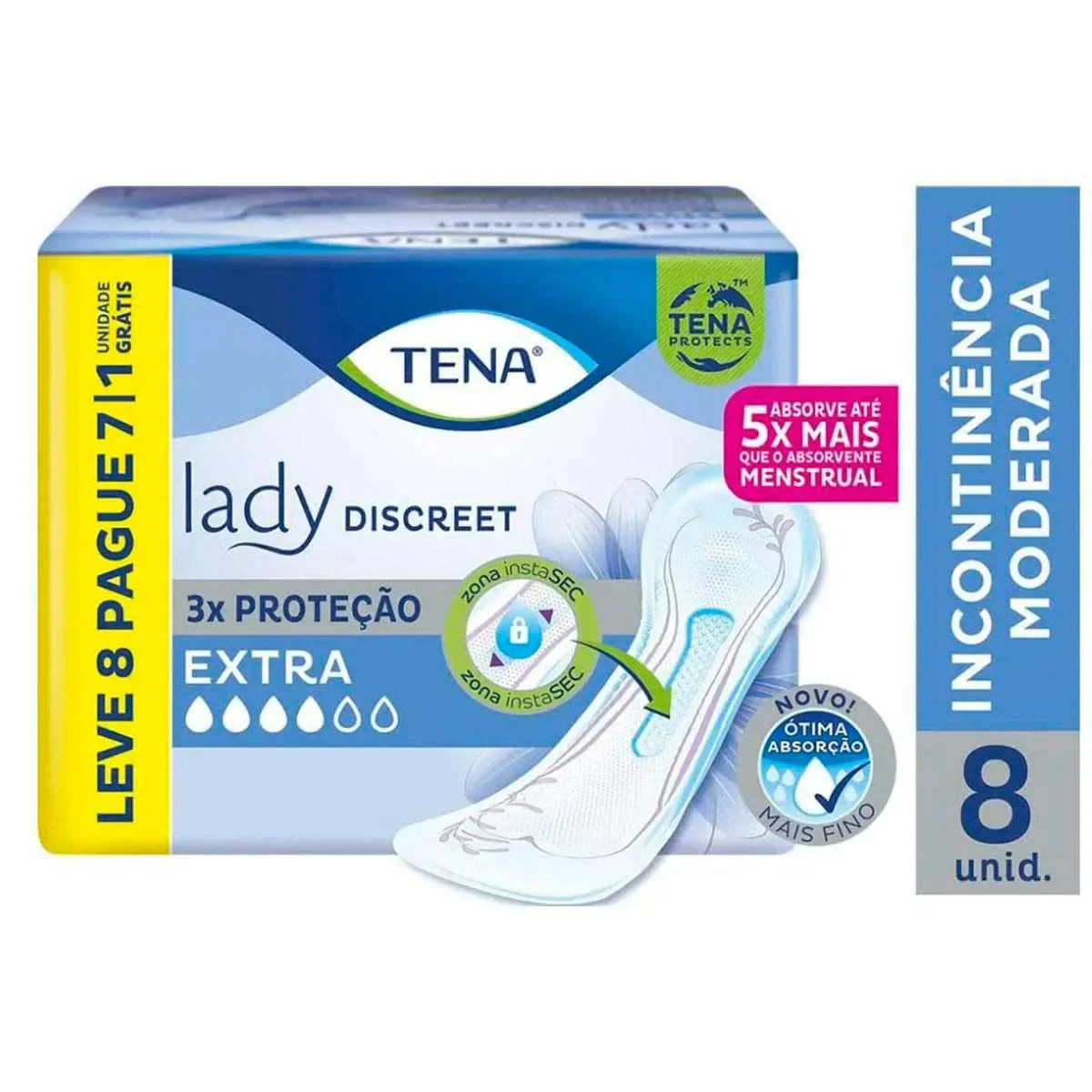 Absorvente Tena Lady Discreet Extra 8 unidades - imagem 1