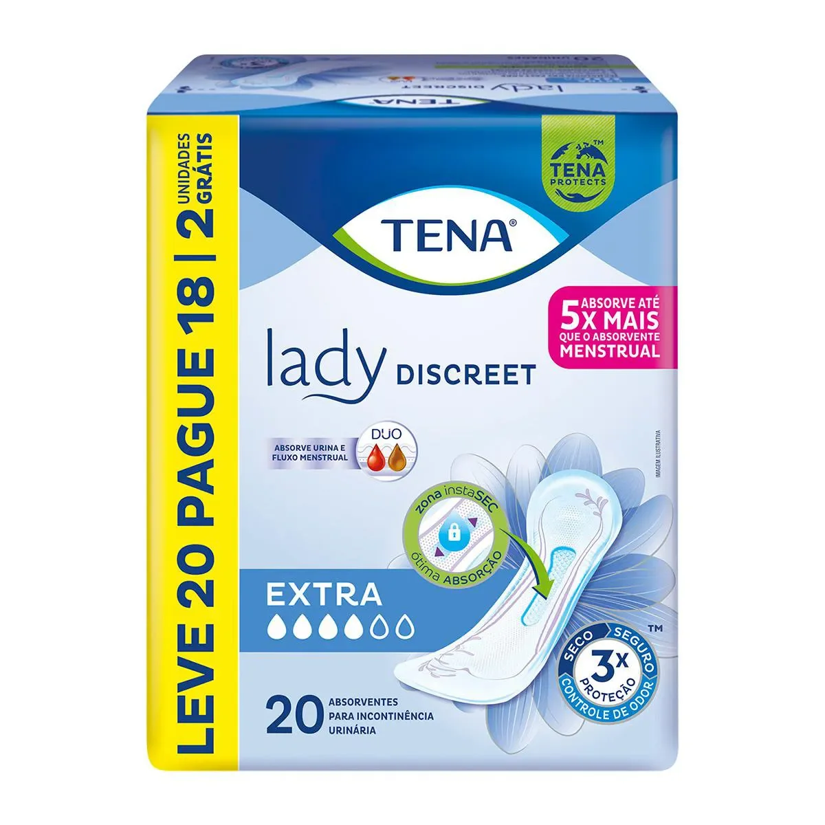 Absorvente Tena Lady Discreet Extra 20 unidades - imagem 1