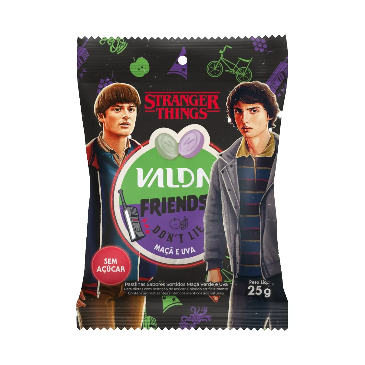 Pastilha Valda Stranger Things Friends Maça e Uva 25g - imagem 1
