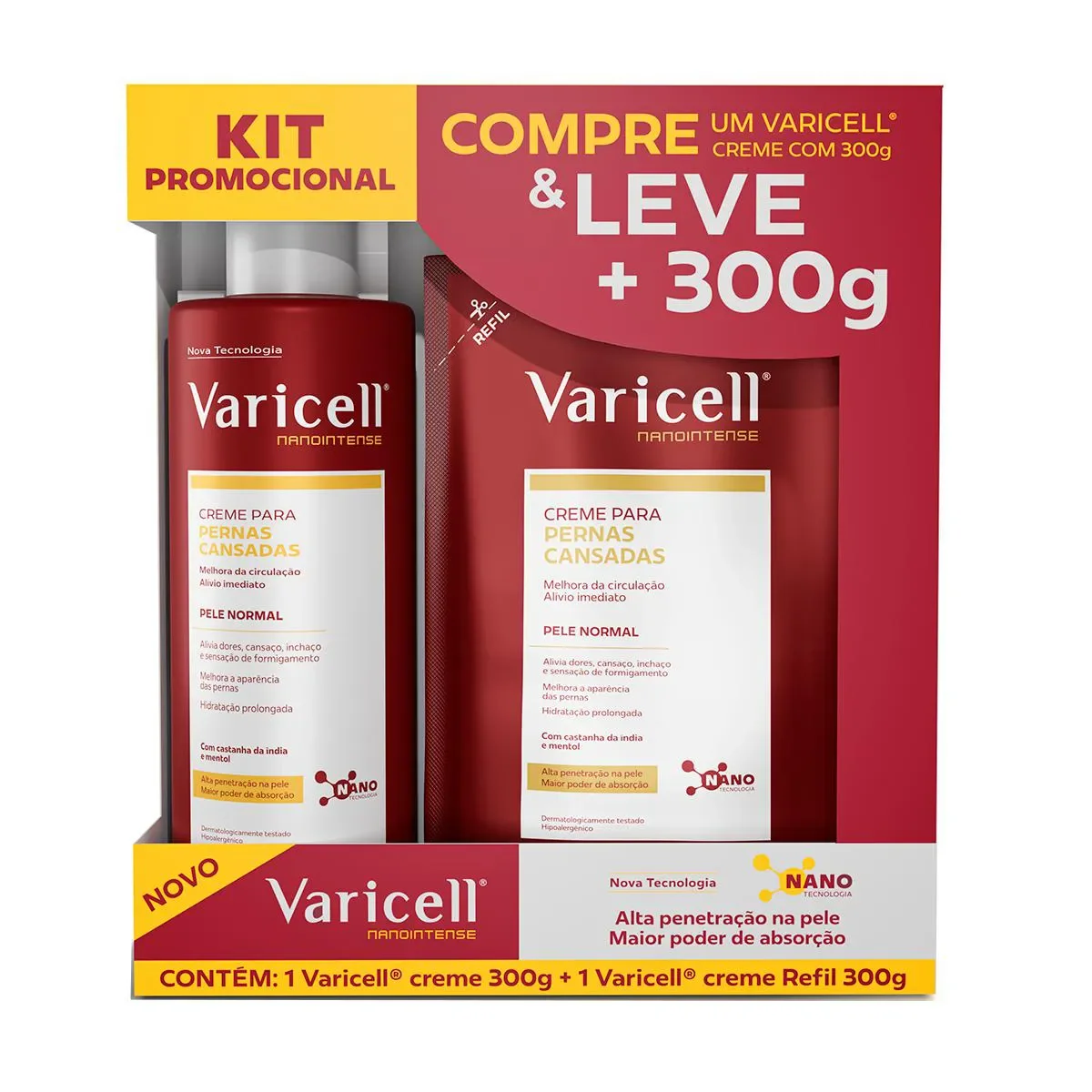 Kit Creme Varicell Nanointense 300g + Refil 300g - imagem 1