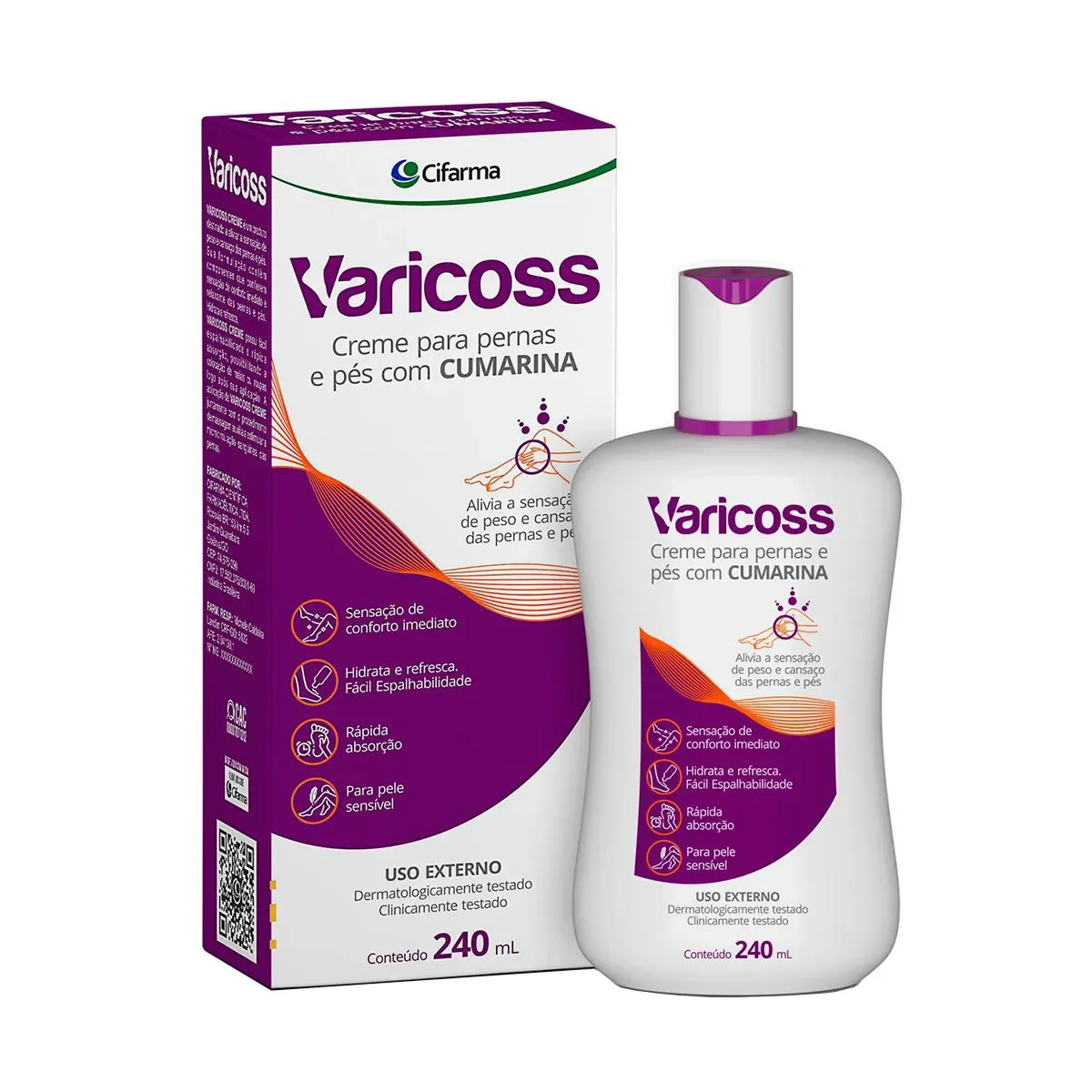 Creme para Pernas e Pés Varicoss 240ml - imagem 1