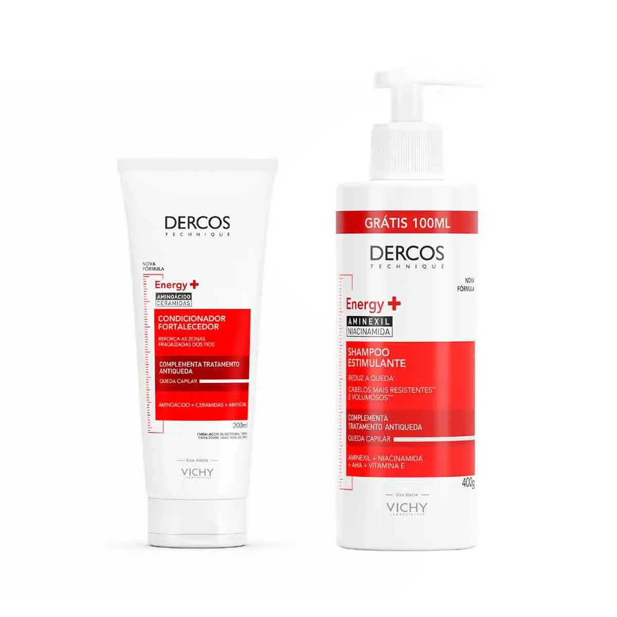 Kit Vichy Dercos Antiqueda Shampoo 400g + Condicionador Technique Fortalecedor 200ml - imagem 1