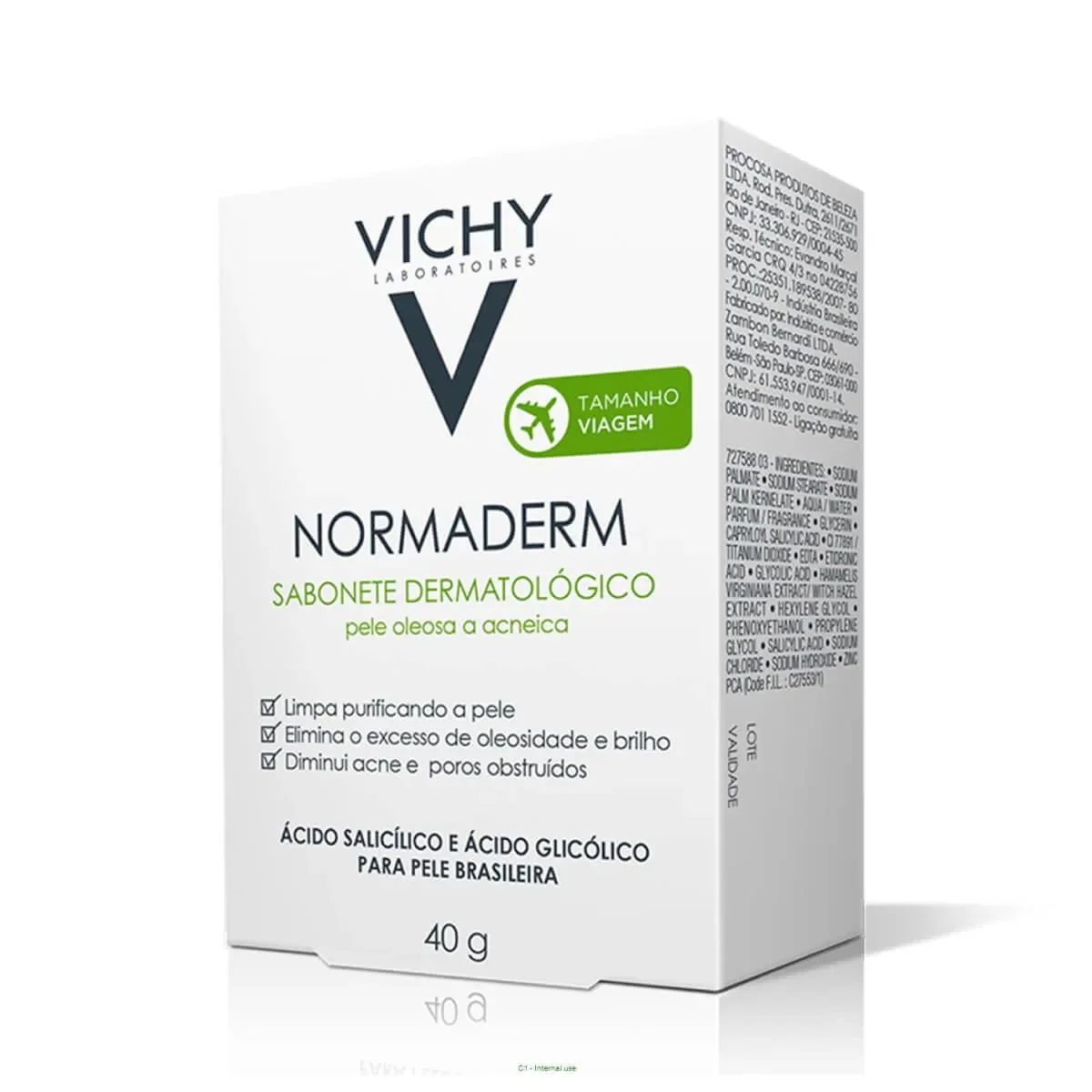Sabonete Facial em Barra Vichy Normaderm Pele Oleosa a Acneica com 40g - imagem 1