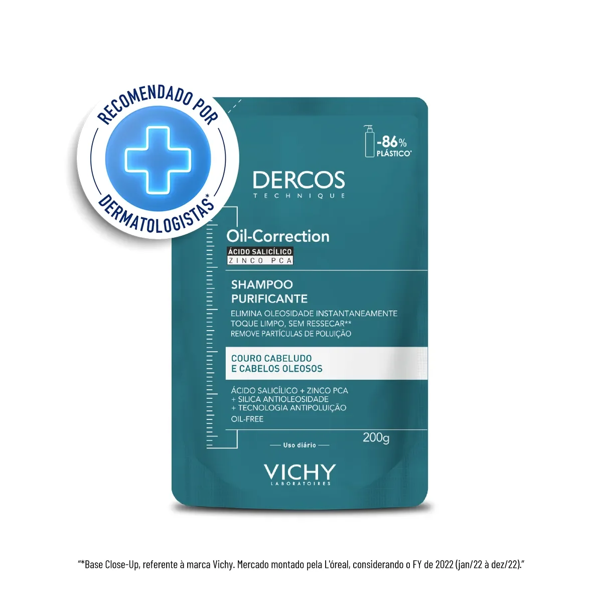 Refil Shampoo Vichy Dercos Oil-Correction Purificação e Controle de Sebo Refil 200g - imagem 1
