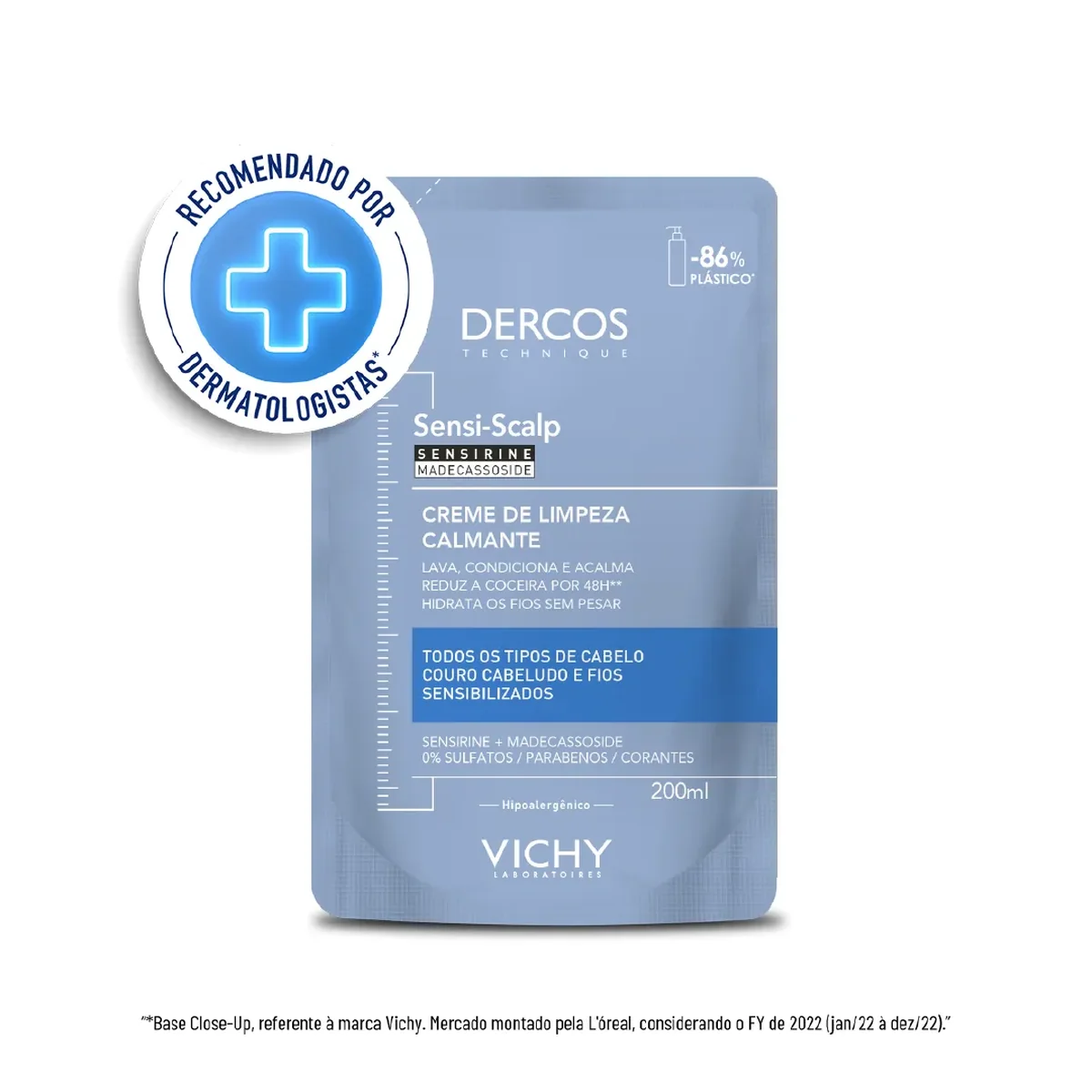 Refil Creme de Limpeza Calmante Vichy Dercos Sensi-Scalp Creme de Limpeza para Couro Cabeludo Sensível 200ml - imagem 1