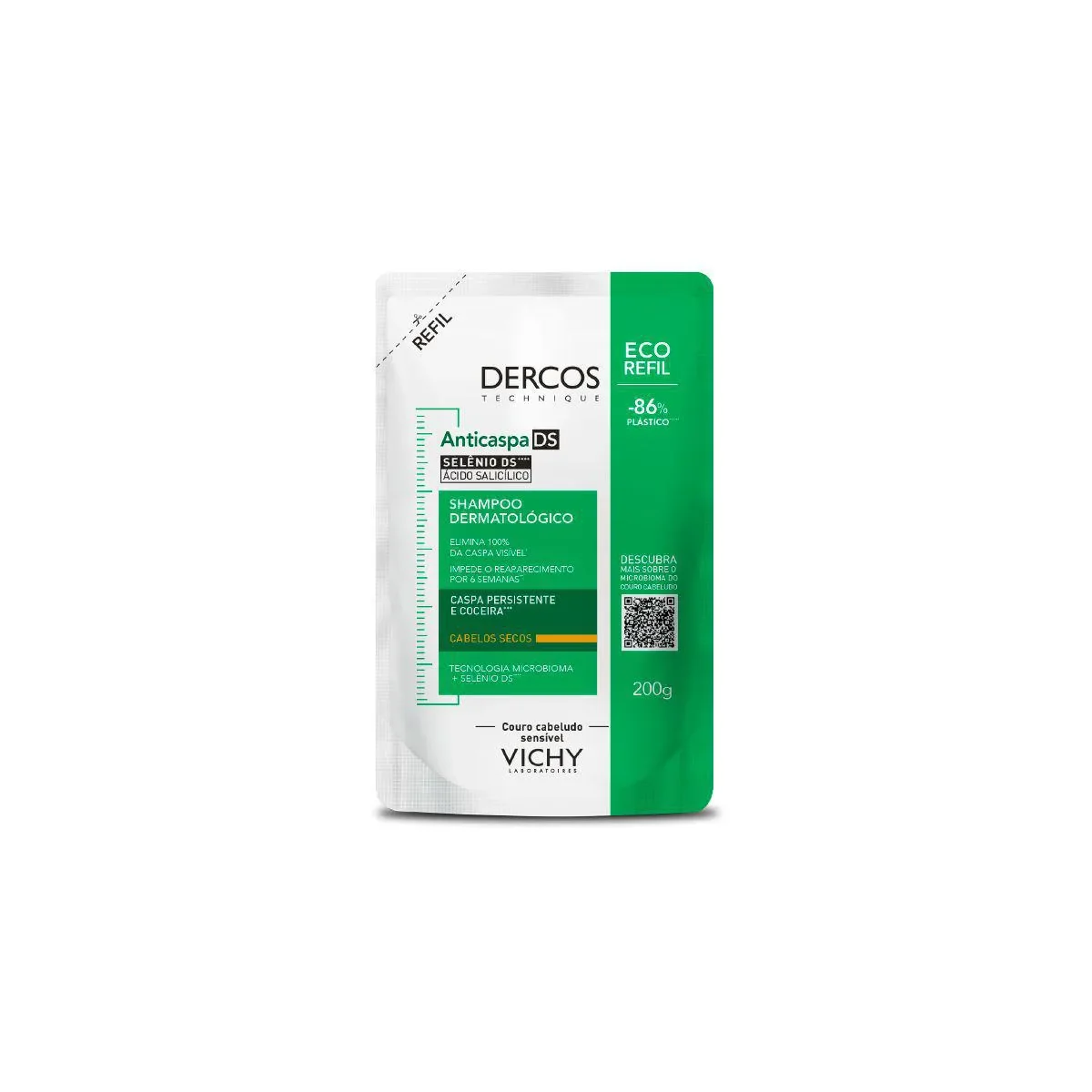 Refil Shampoo Anticaspa Vichy Dercos DS Selênio + Ácido Salicílico Cabelos Secos Refil Ecológico para Cabelos Secos 200g - imagem 1