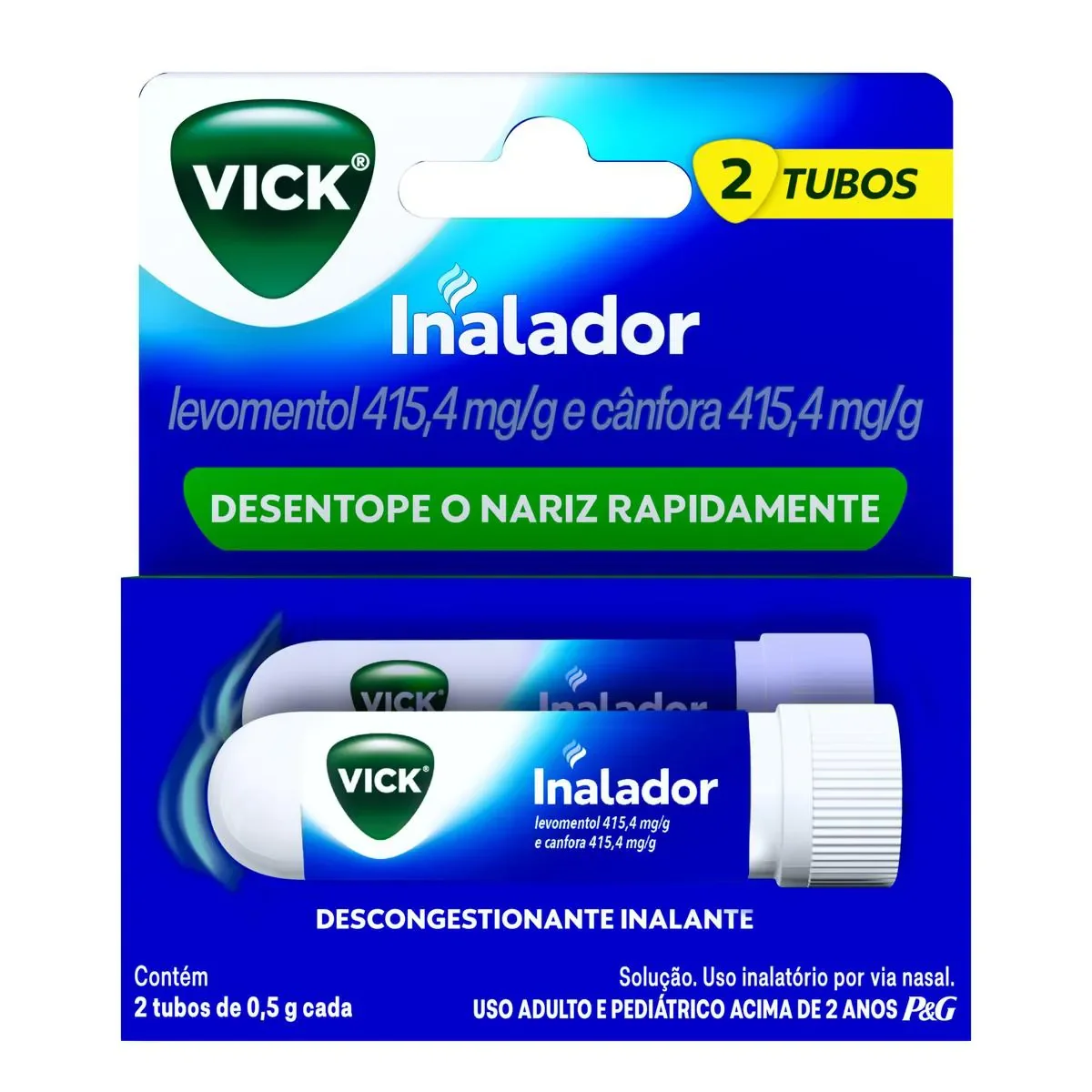 Vick Inalador Descongestionante Nasal 0,5g 2 unidades - imagem 1