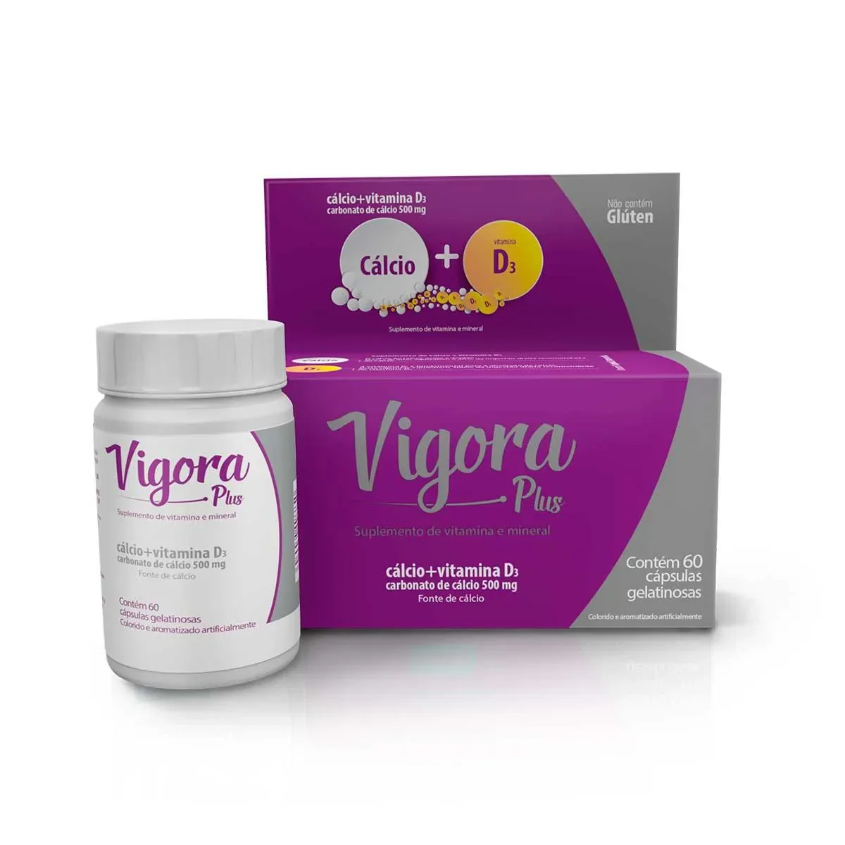 Cálcio + Vitamina D Vigora Plus 60 cápsulas - imagem 1