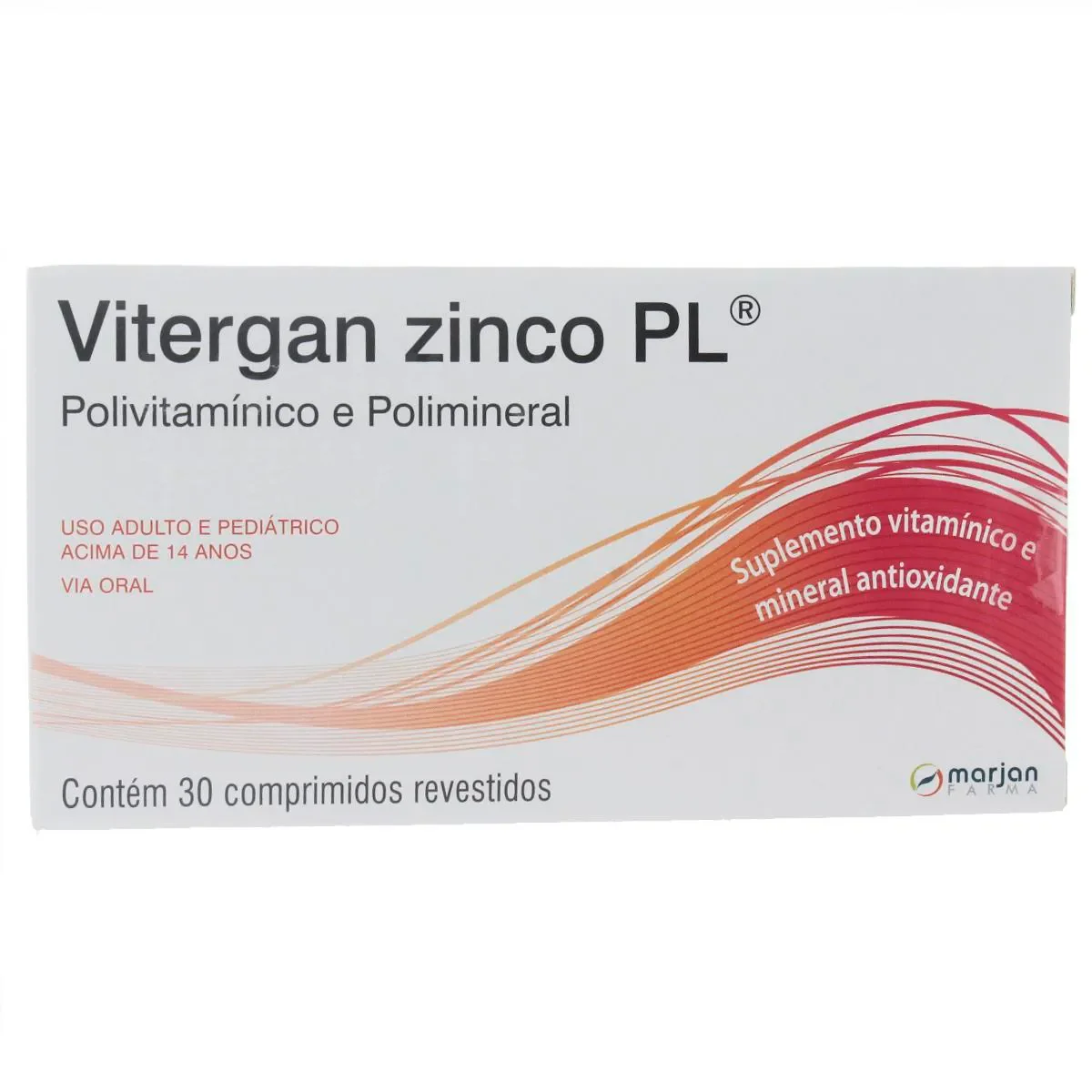 Polivitamínico Vitergan ZInco PL 30 comprimidos - imagem 1