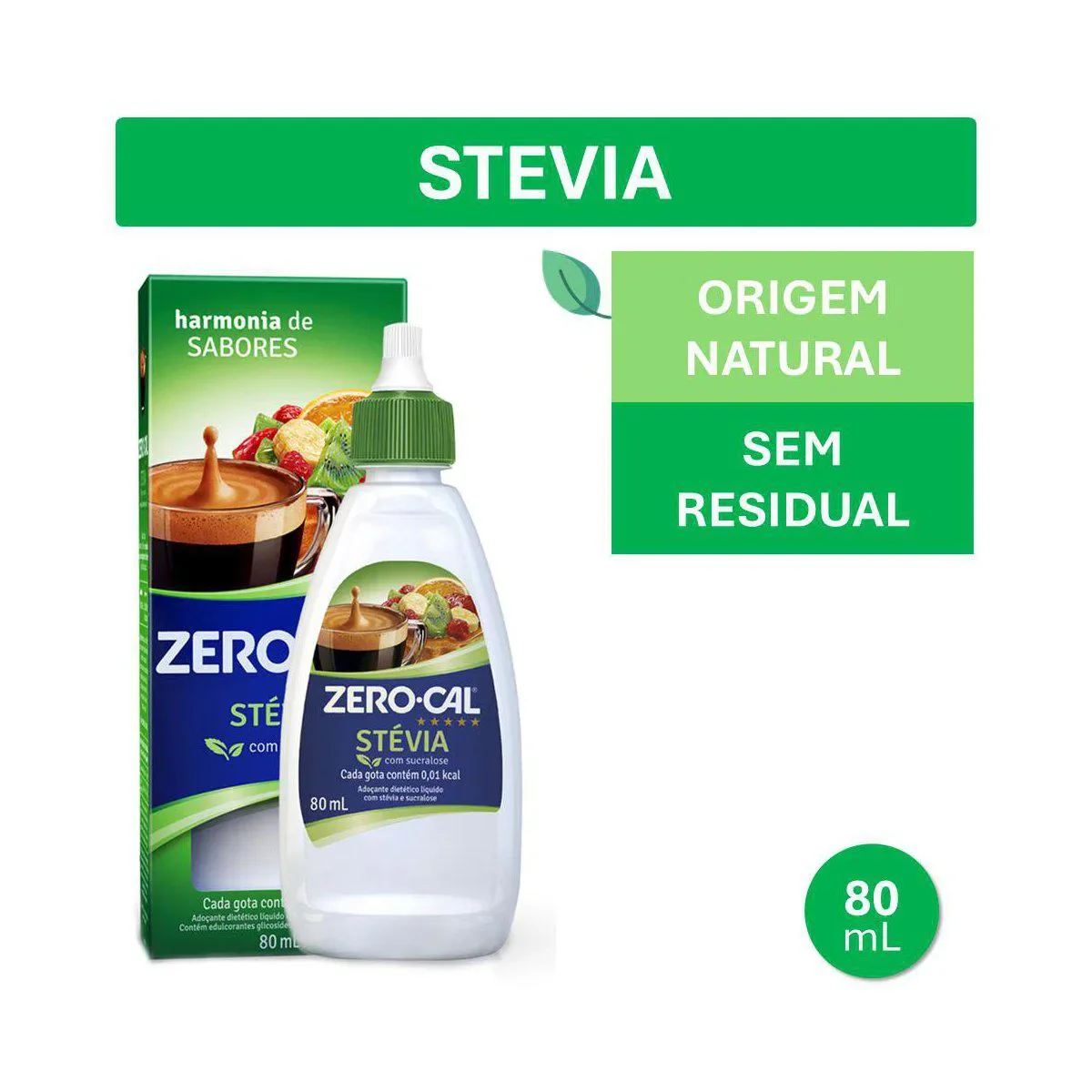 Adoçante Líquido Zero-Cal Stévia 80ml - imagem 1