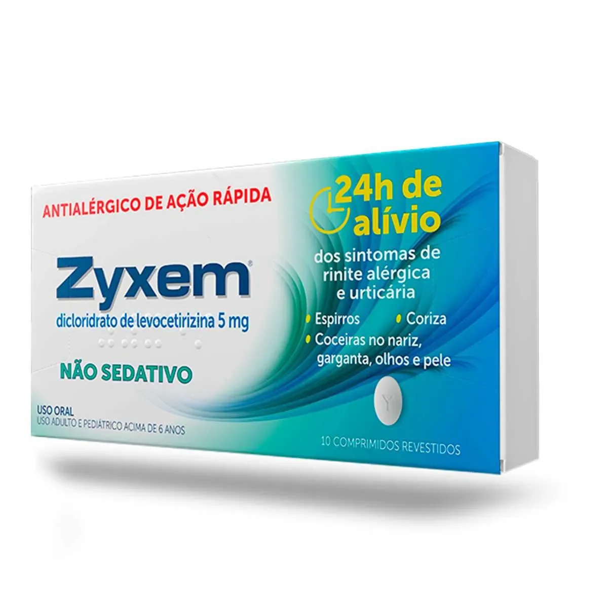Zyxem Dicloridrato de Levocetirizina 5mg 10 comprimidos - imagem 1